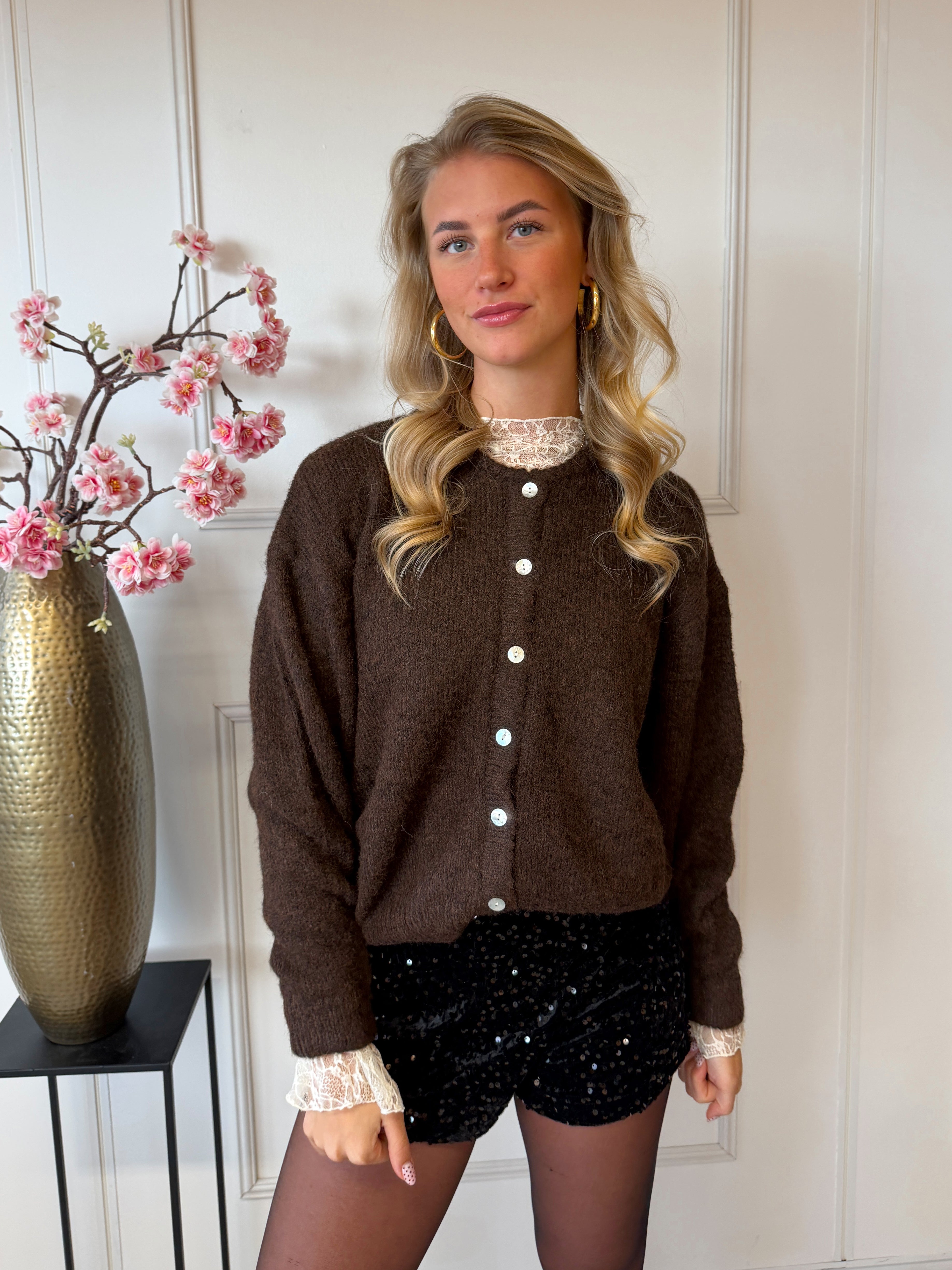 Wollen Vest met Knopen | Bruin