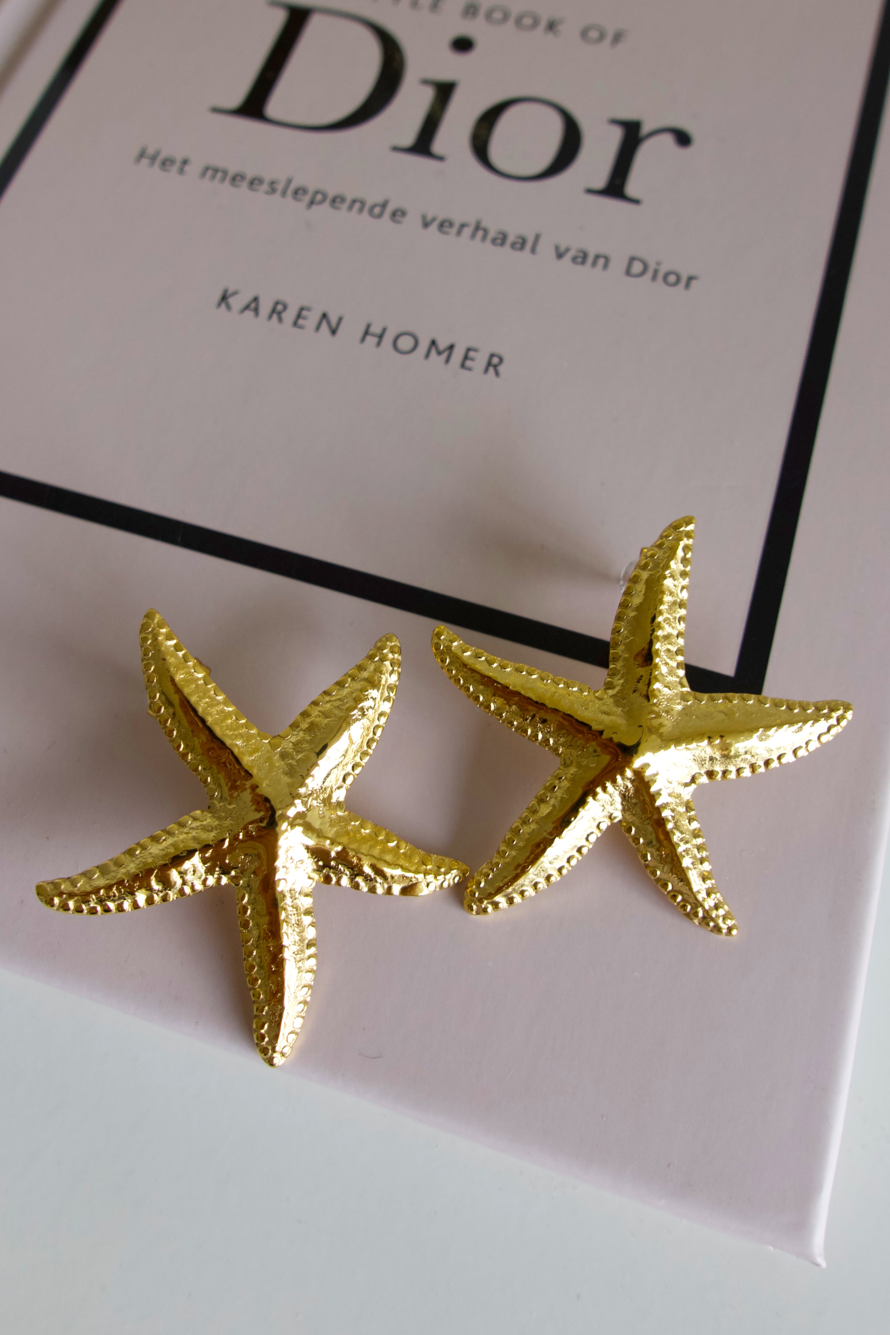 Structured Zeester Oorbellen | Goud