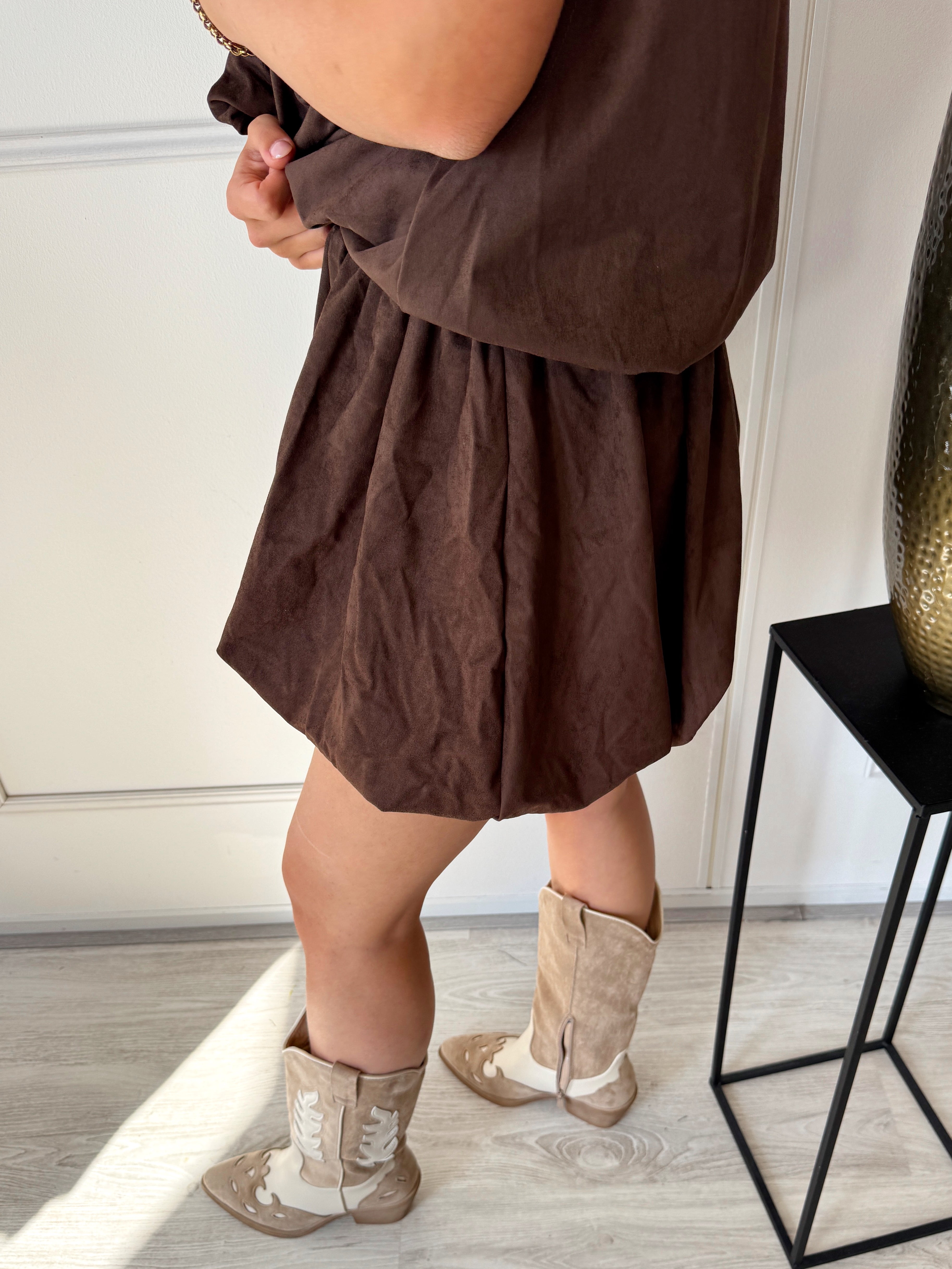 Isla Suede ballon rokje | Bruin