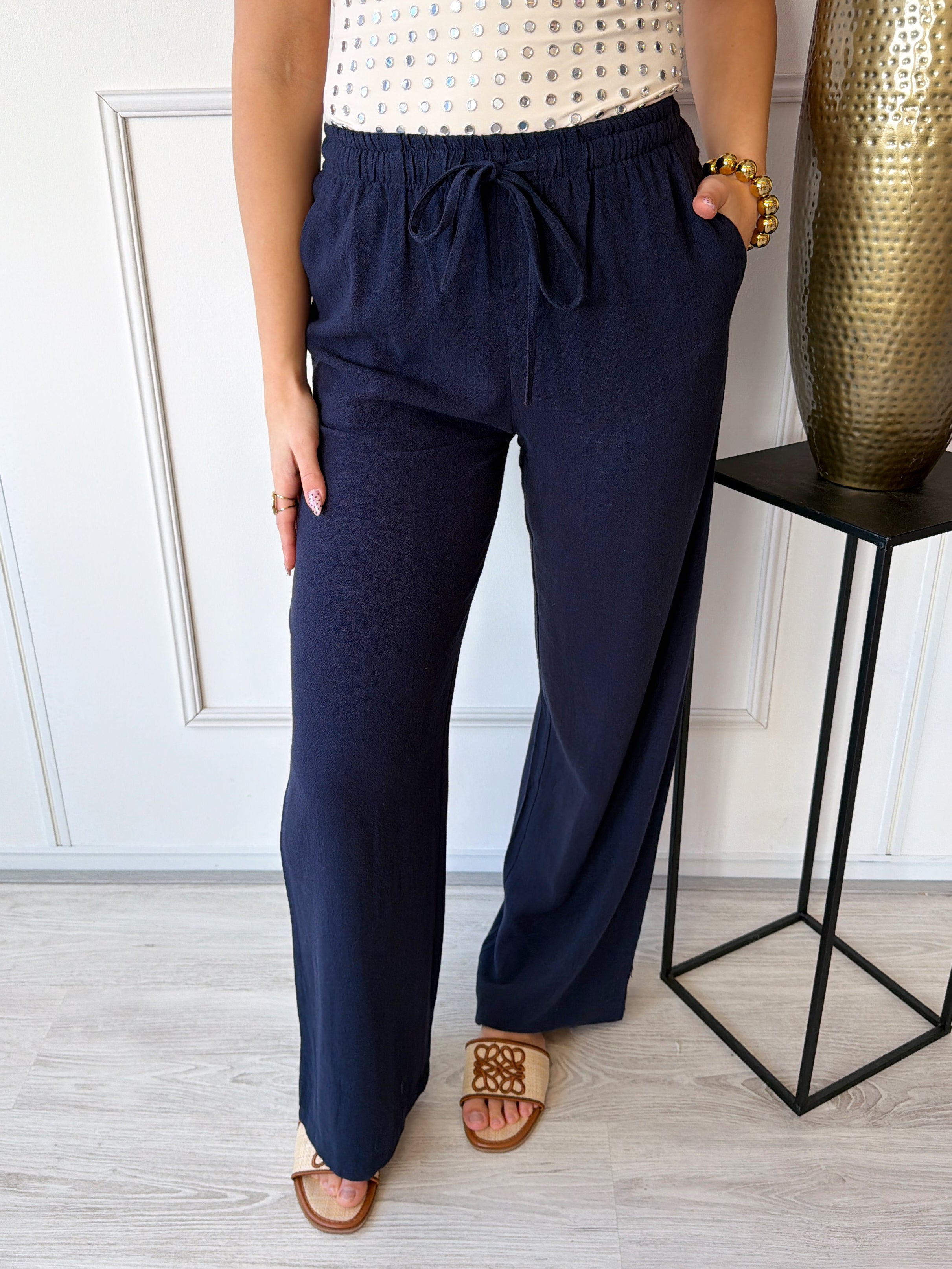 Linnen Broek | Navy