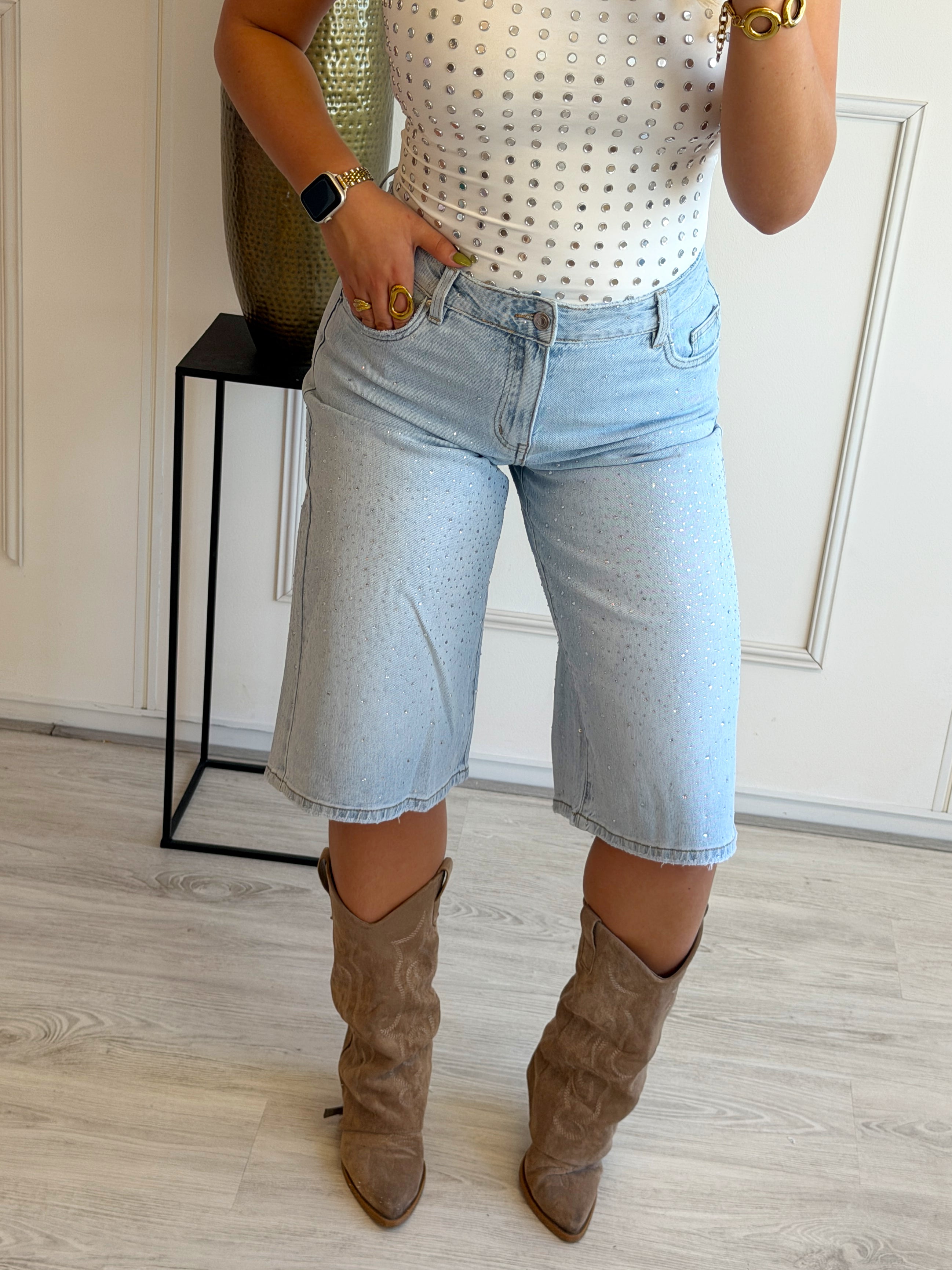 Glammy Denim Jorts | Light Blue