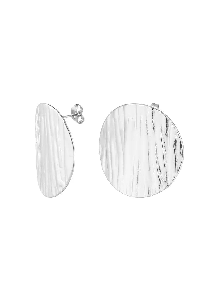 Ronde oorbellen met print | Zilver