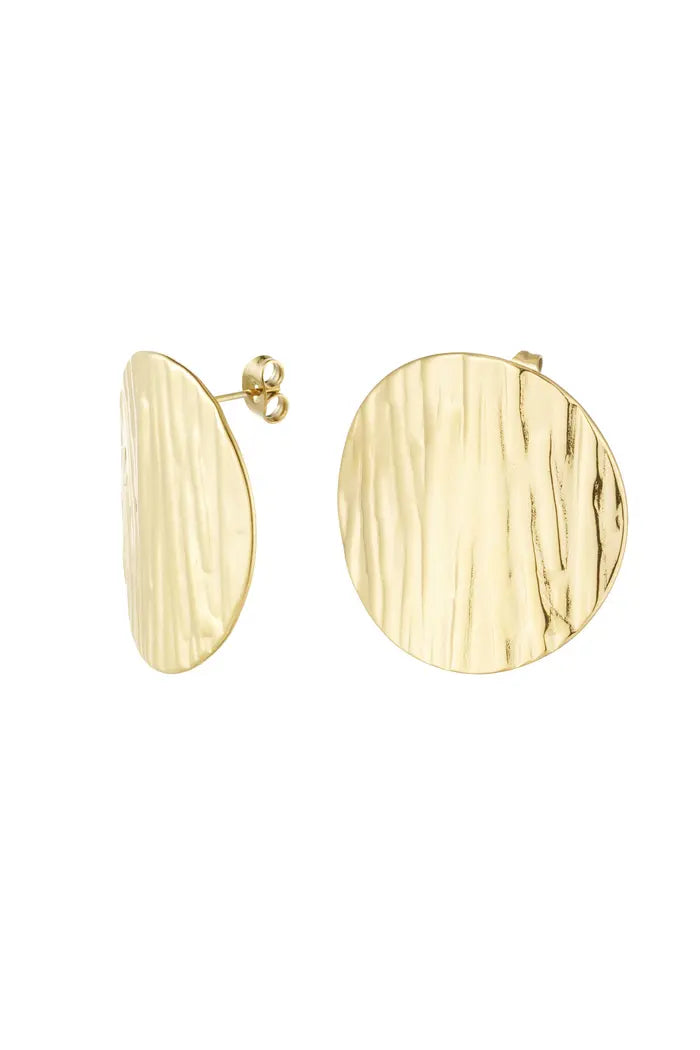 Ronde oorbellen met print | Goud