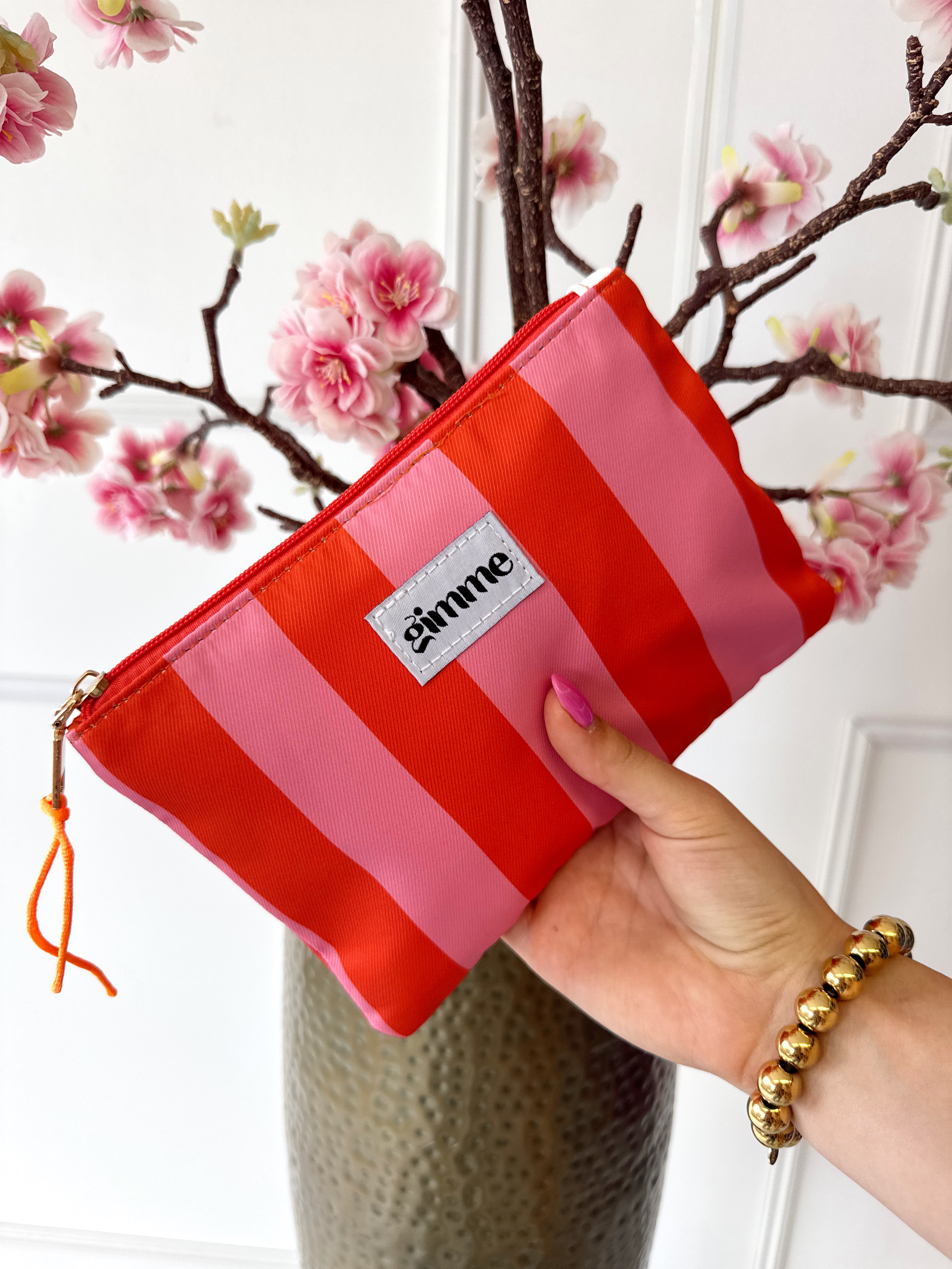 Toilet Tasje Stripe | Oranje - Roze