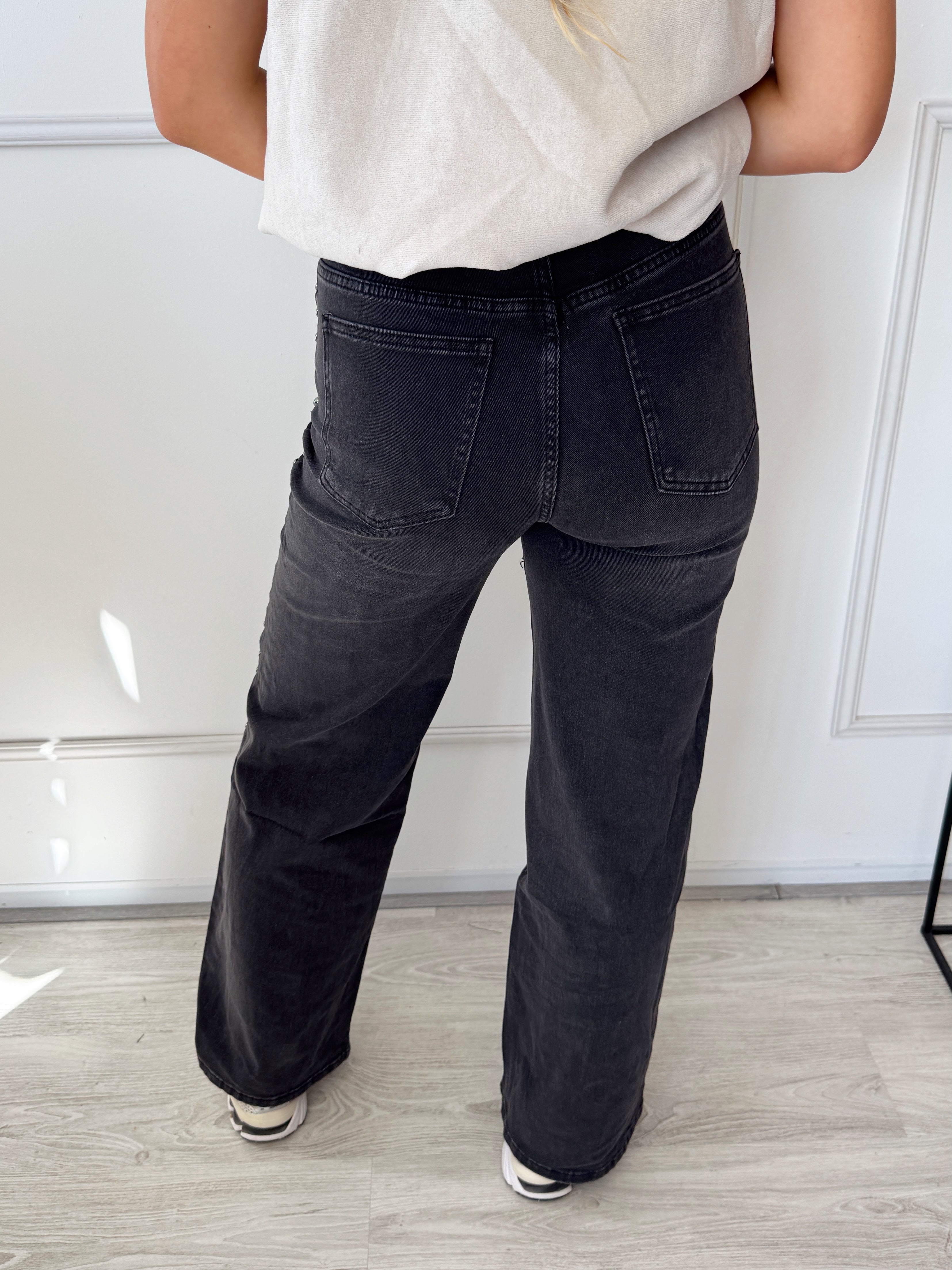 Roxy Jeans met studs | Donkergrijs