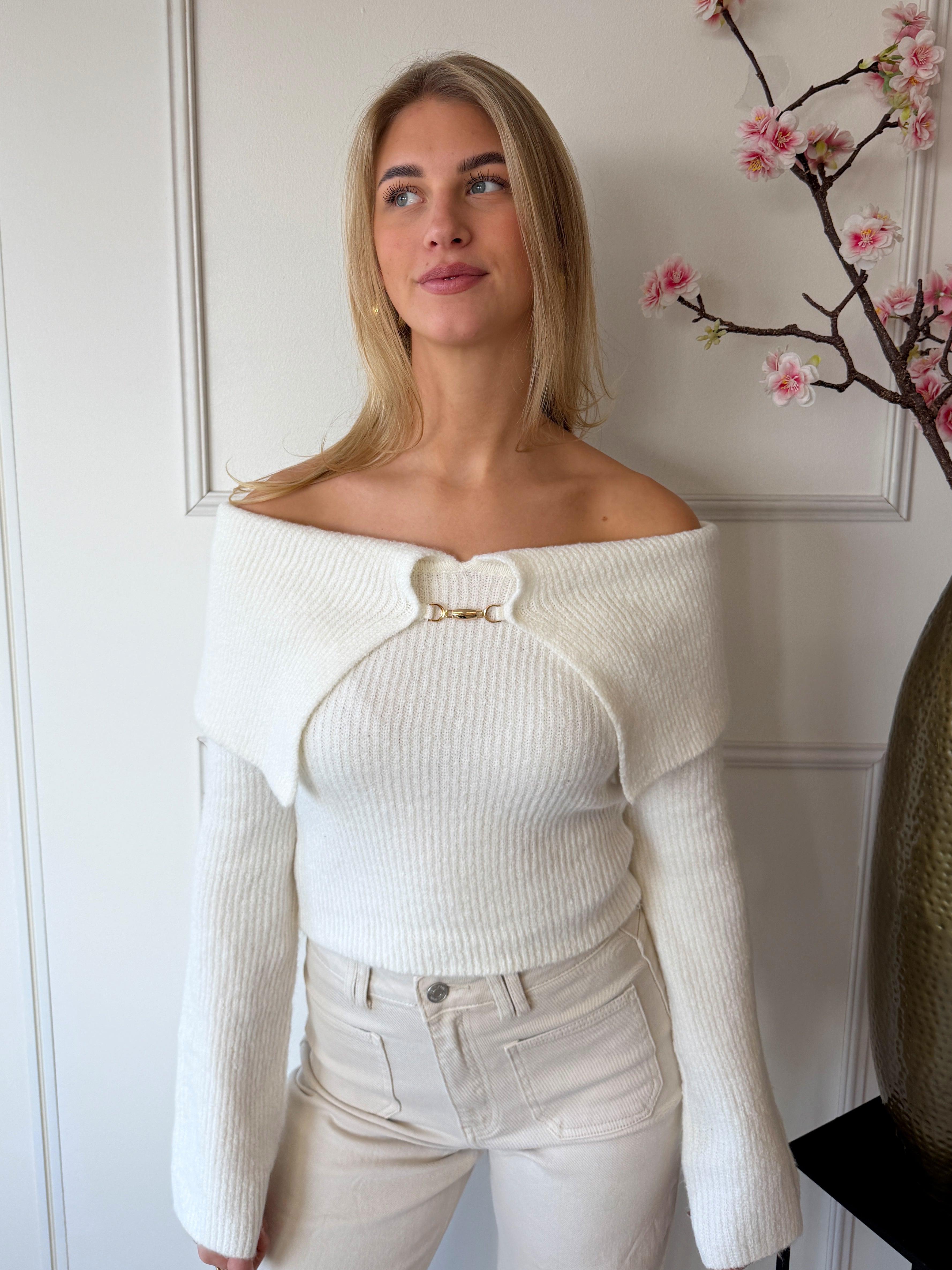 Kim Off Shoulder Trui | Wit