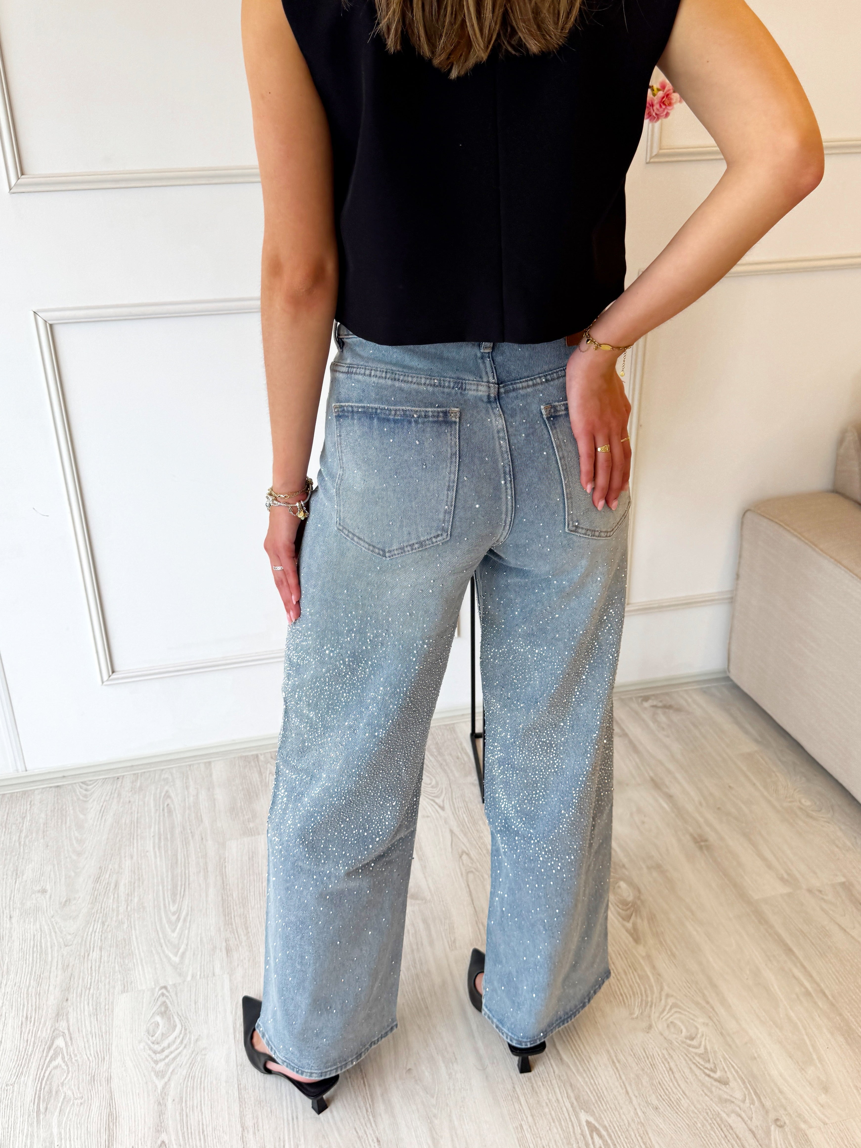 Limited Glitter Jeans | Blauw