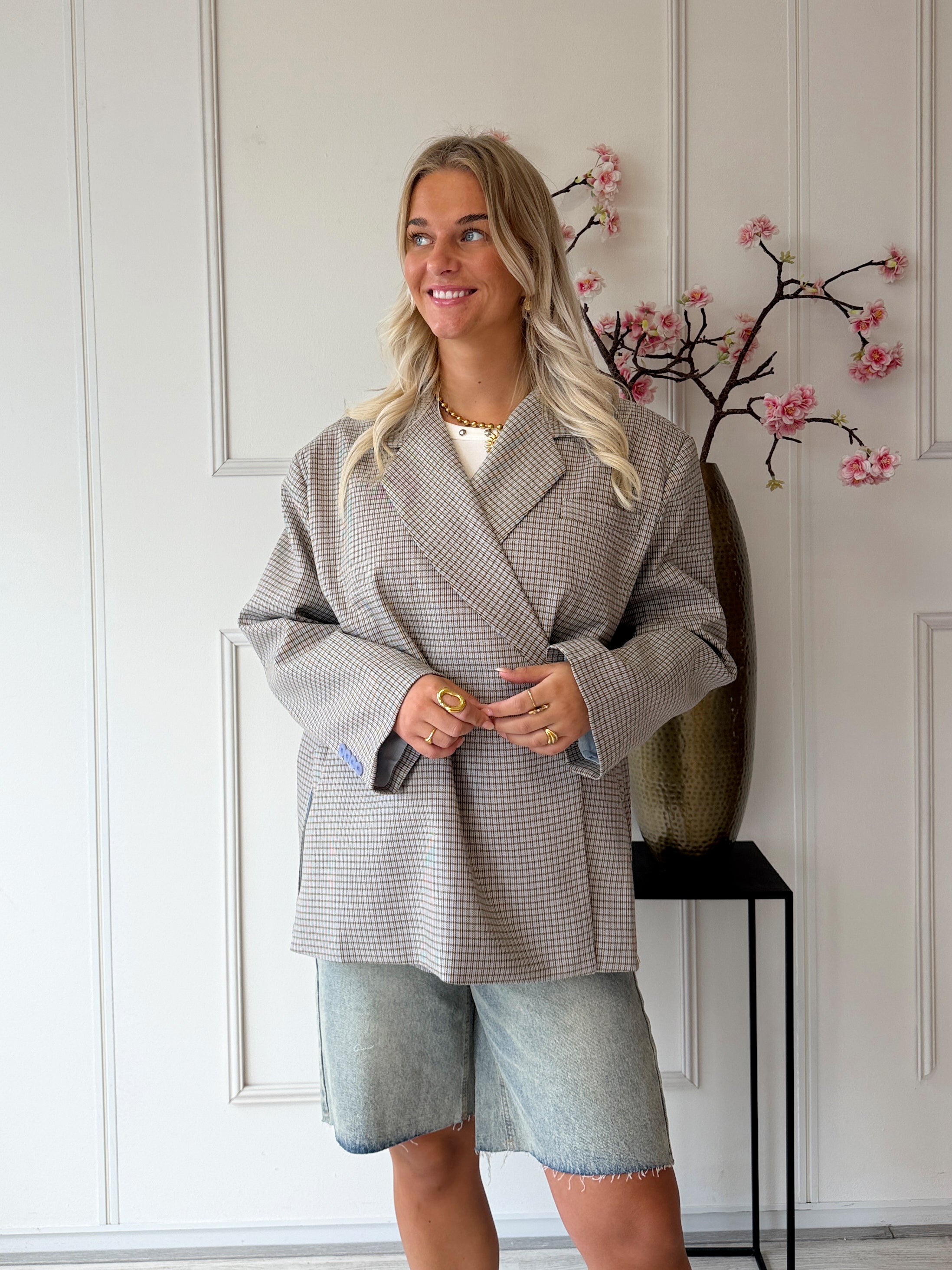 Jill Geruite Blazer | Jasmijn Blue Plaid