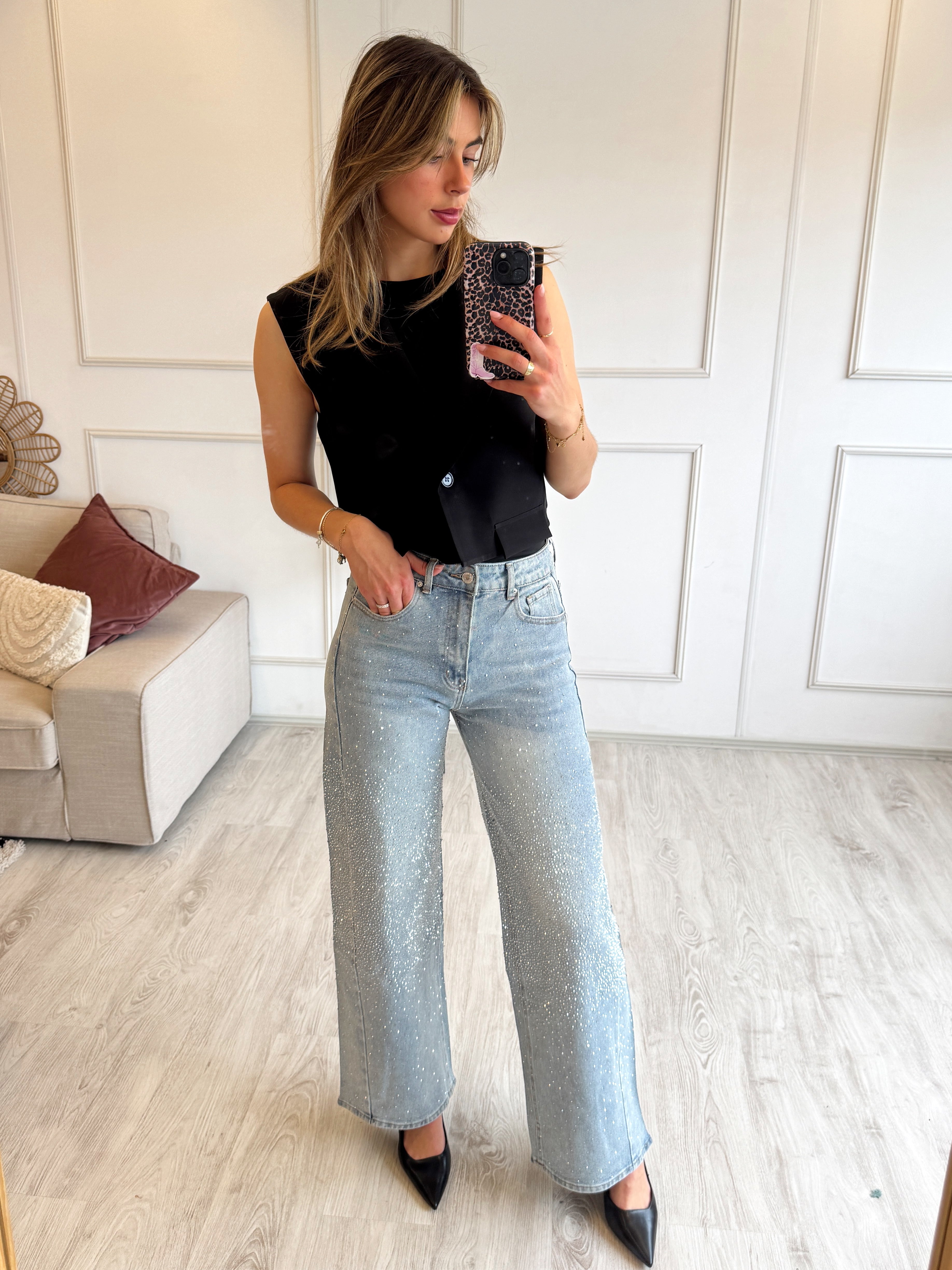 Limited Glitter Jeans | Blauw