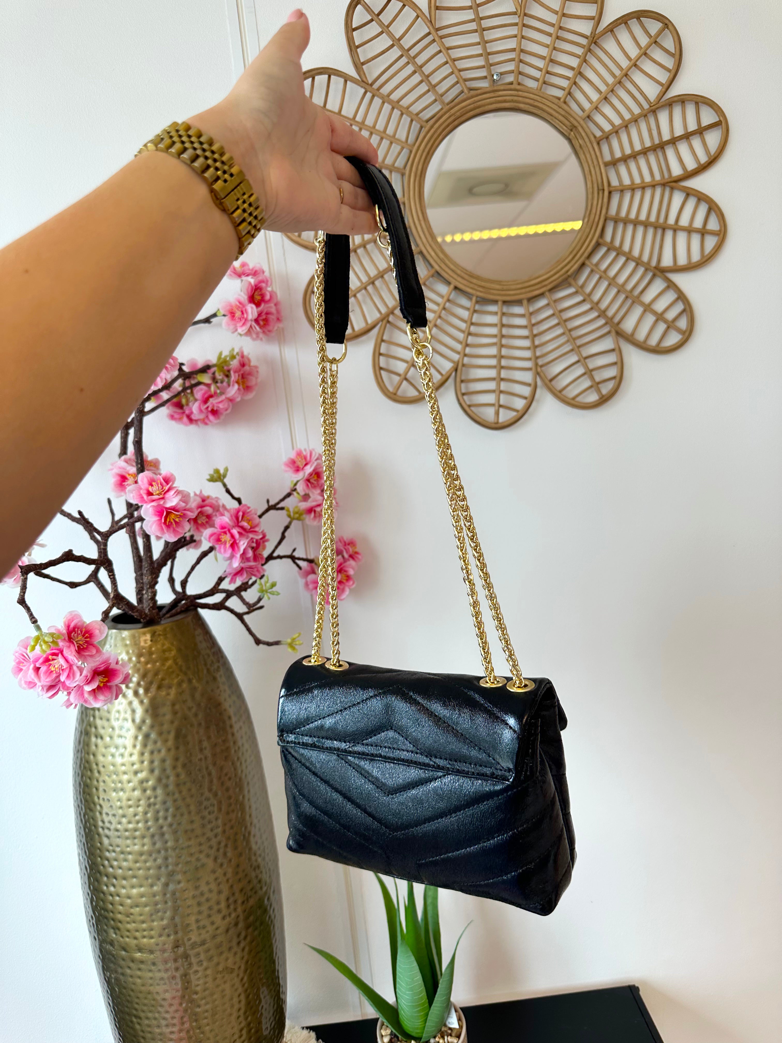 Metallic Coco Tas | Zwart