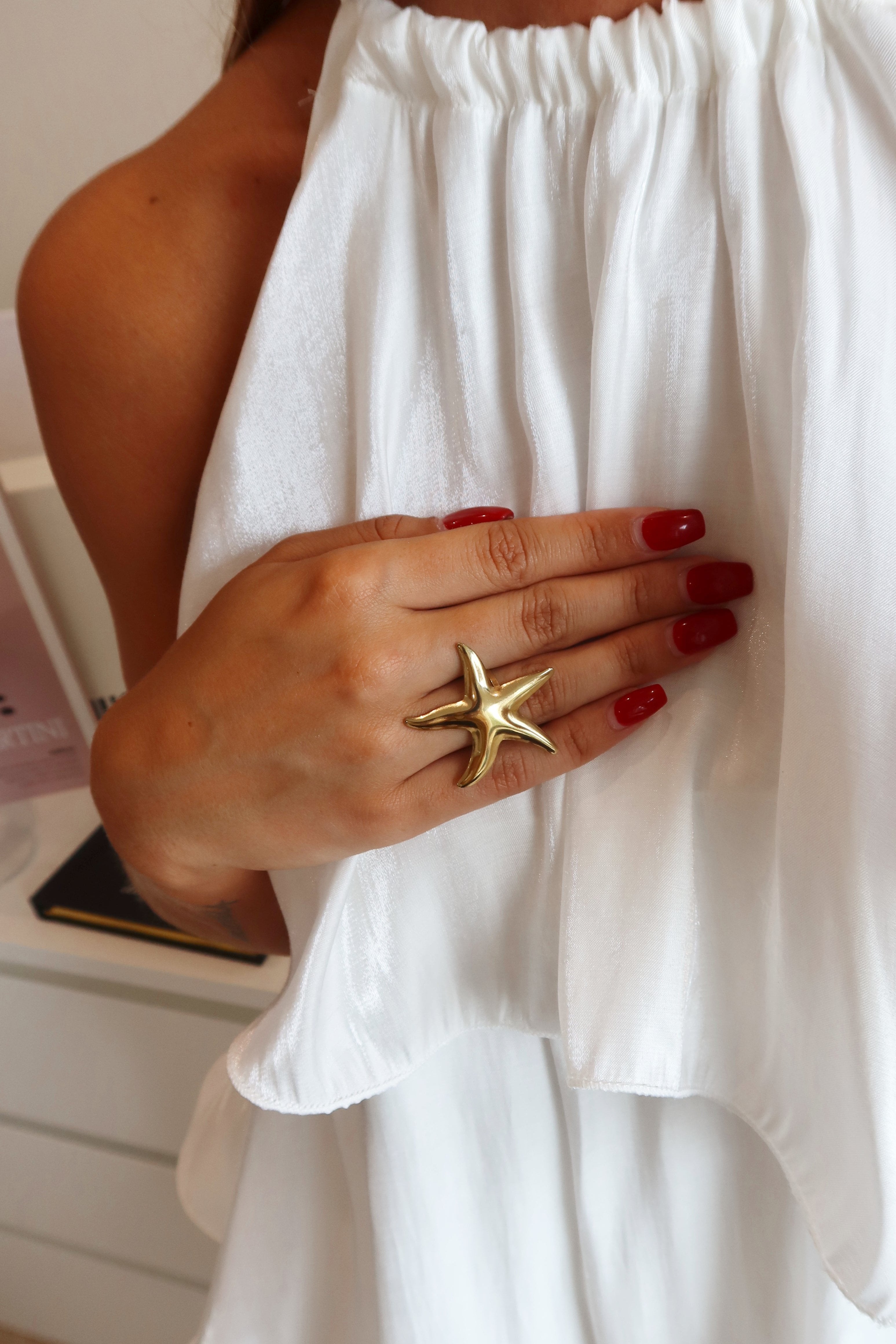 Verstelbare Starfish Ring | Goud