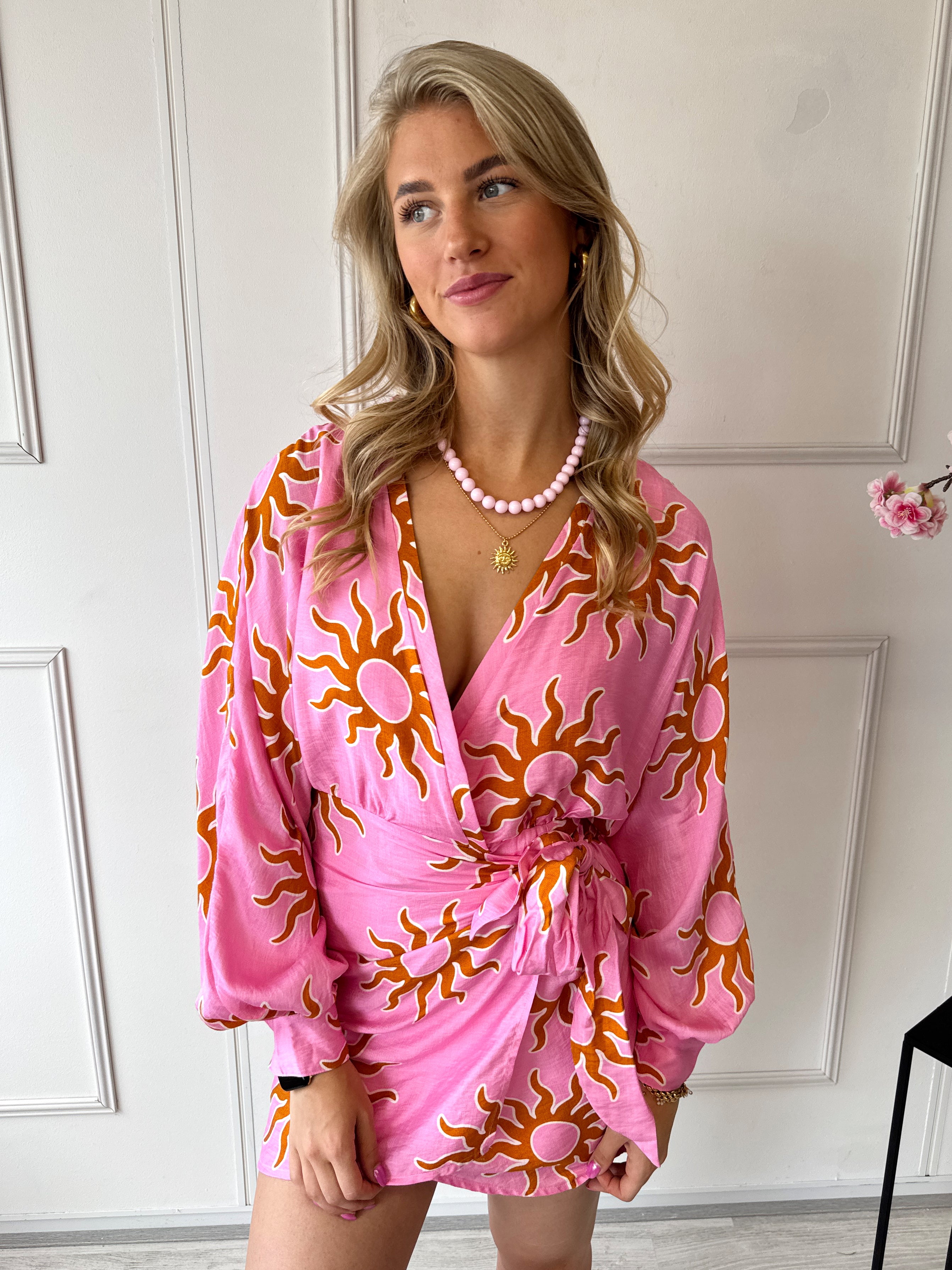 Ambika Overslag Sunny Jurkje | Roze