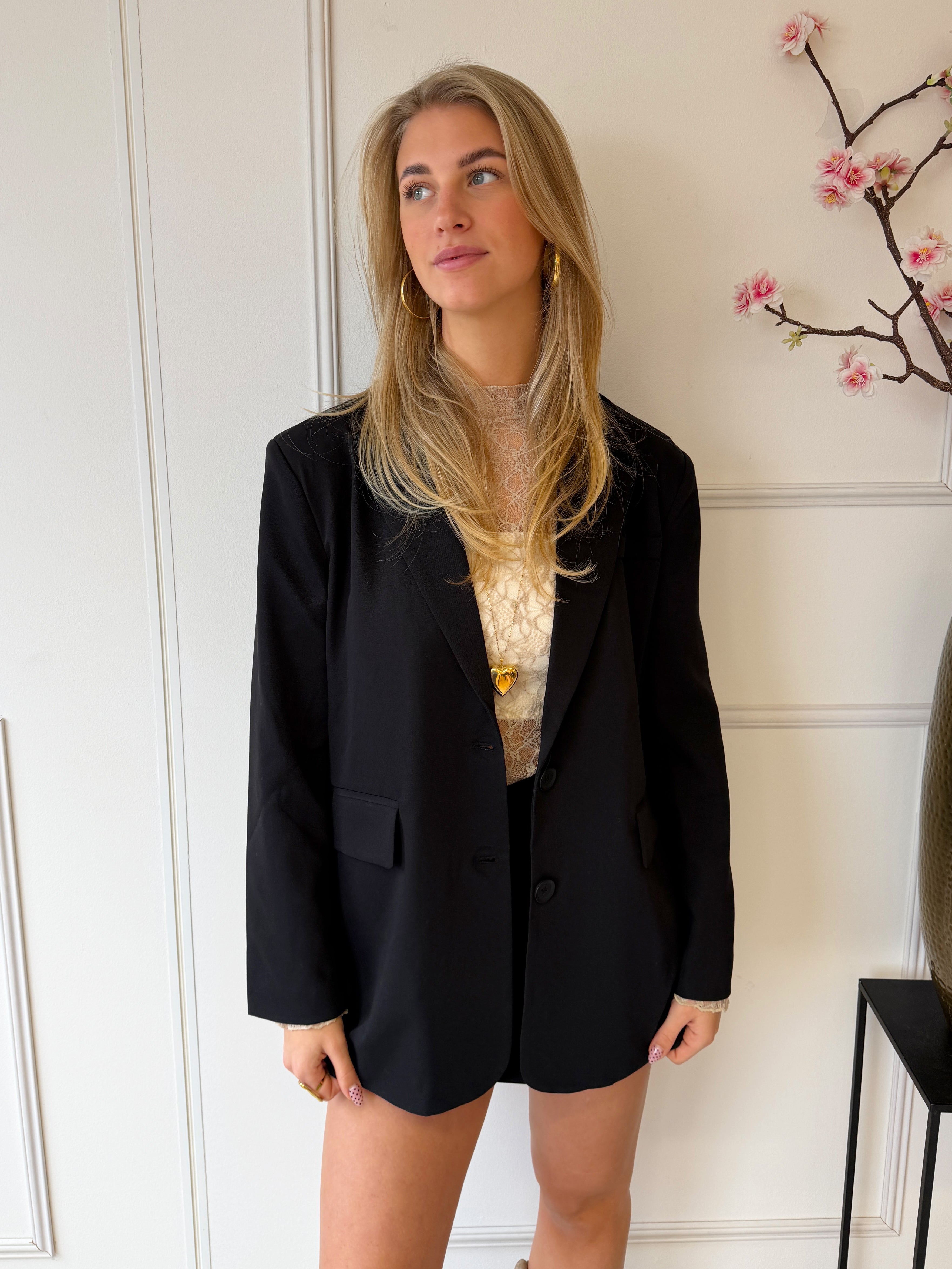 Unika Split Blazer | Zwart