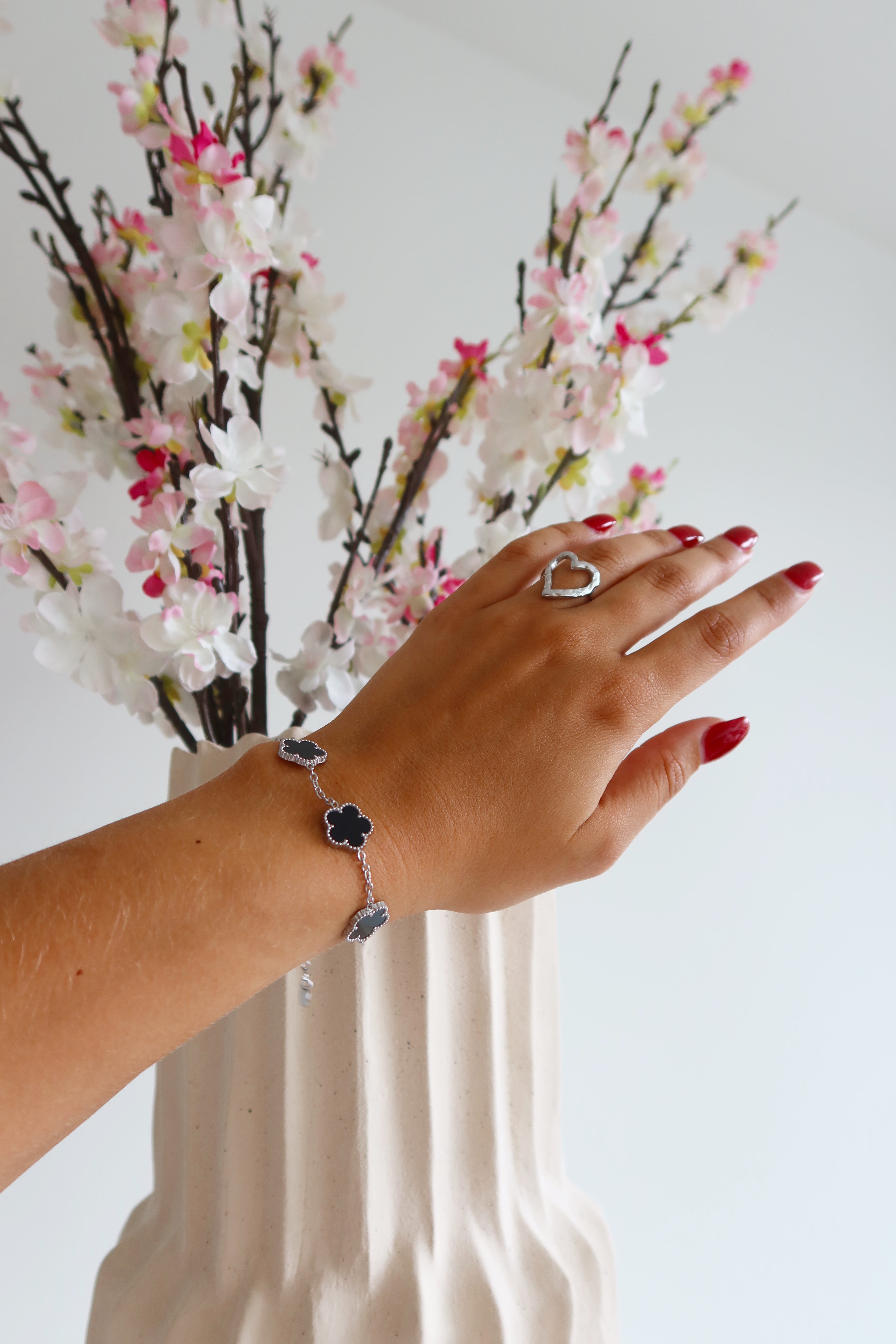 Klaver Armband | Zilver - Zwart