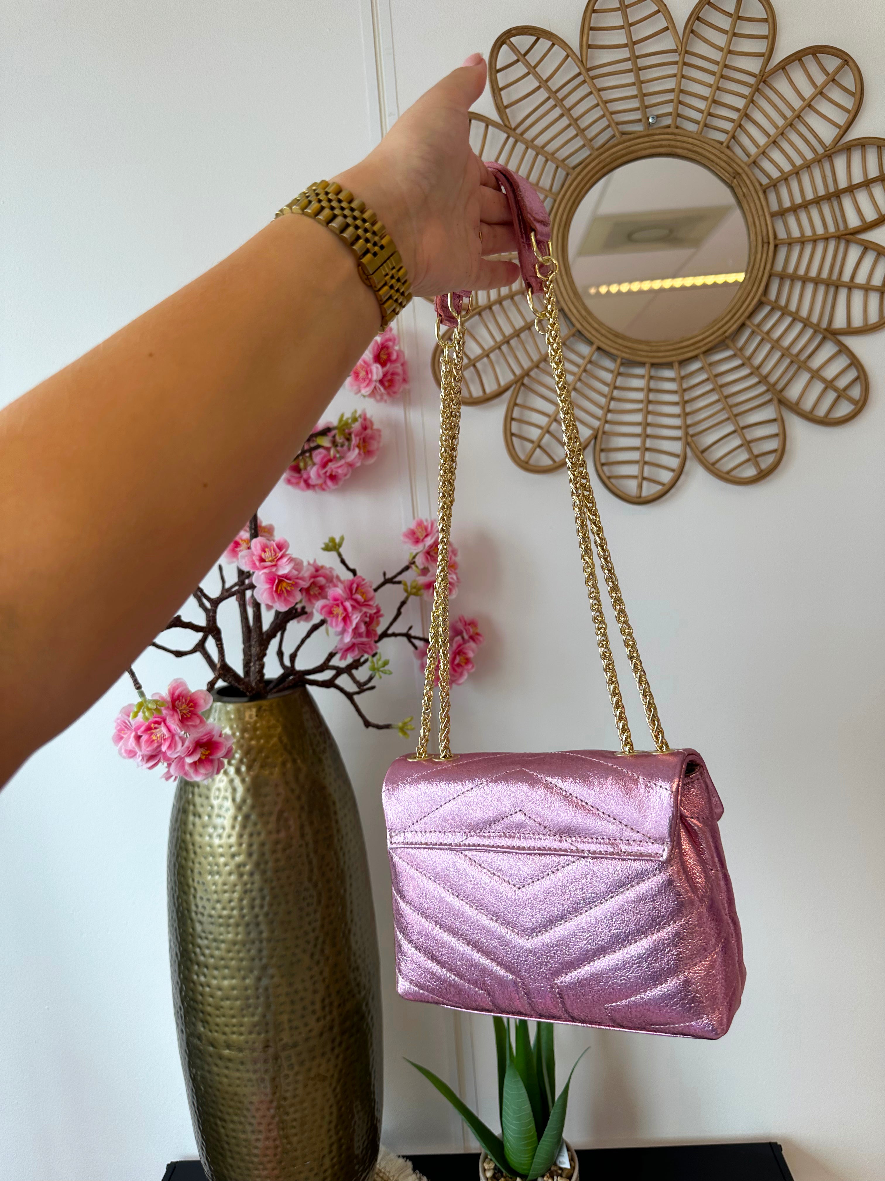 Metallic Tas | Licht roze