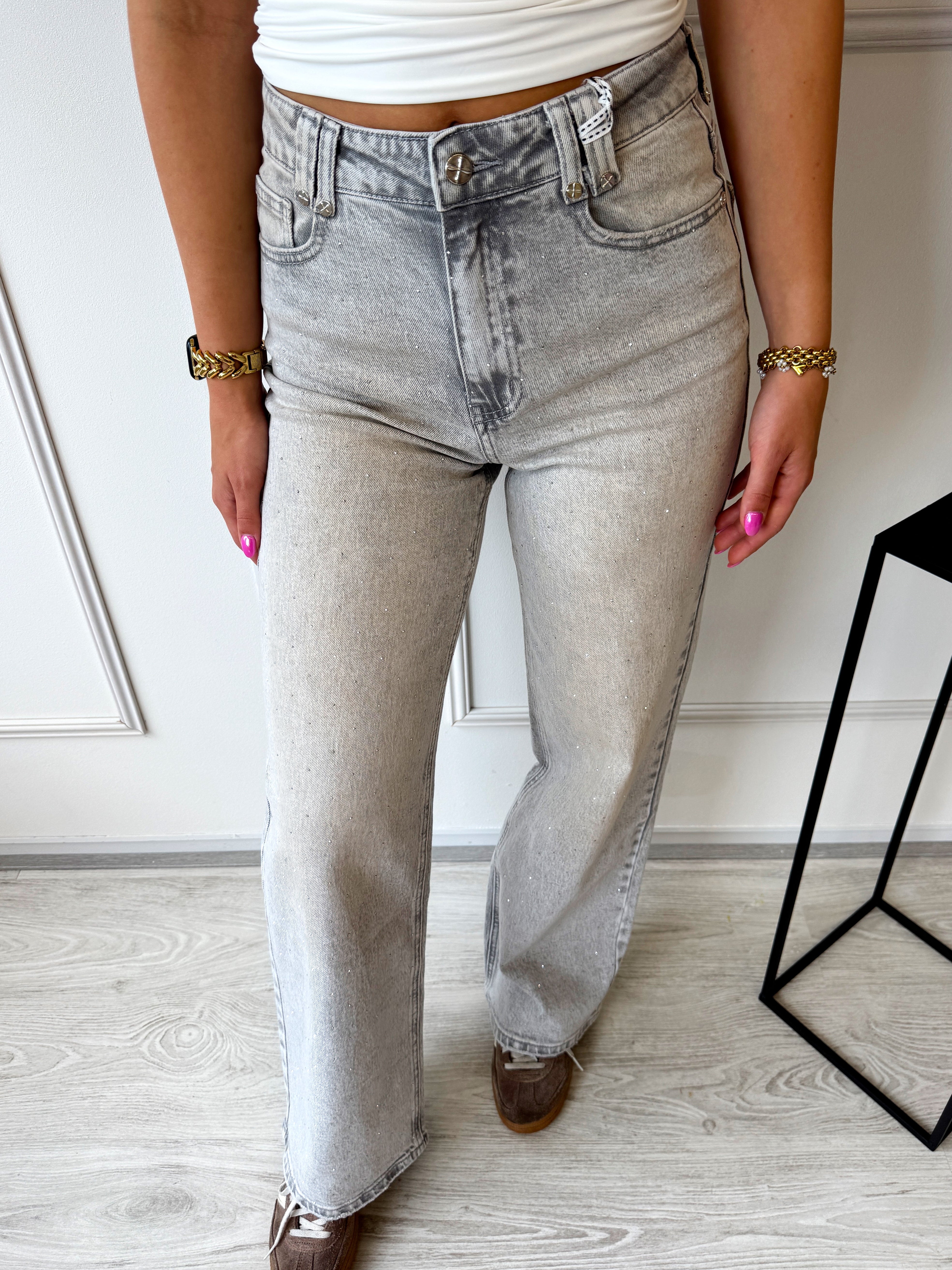 Denim Jeans met Glitter Detail | Grijs