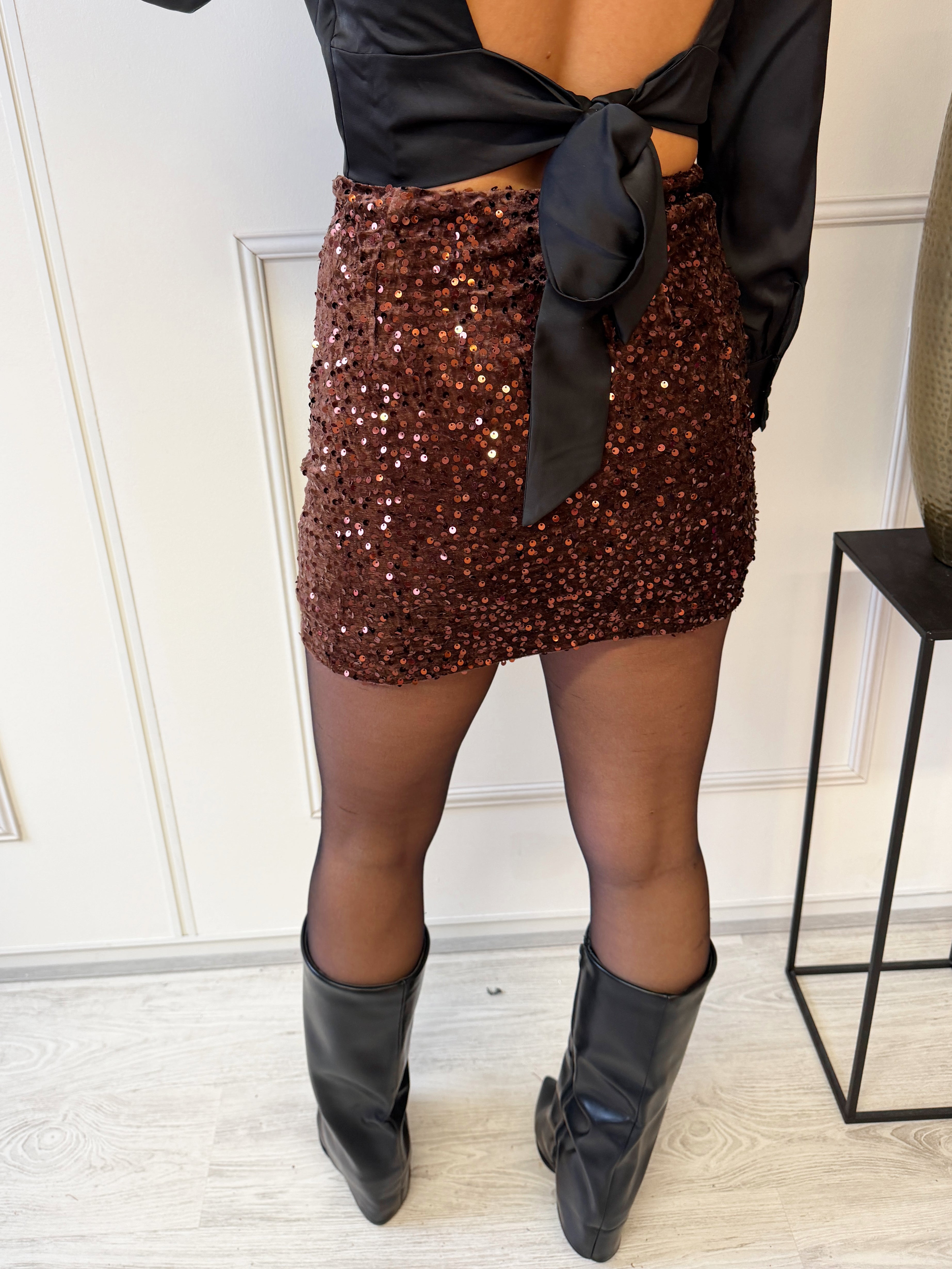 Sequin Rokje | Bruin