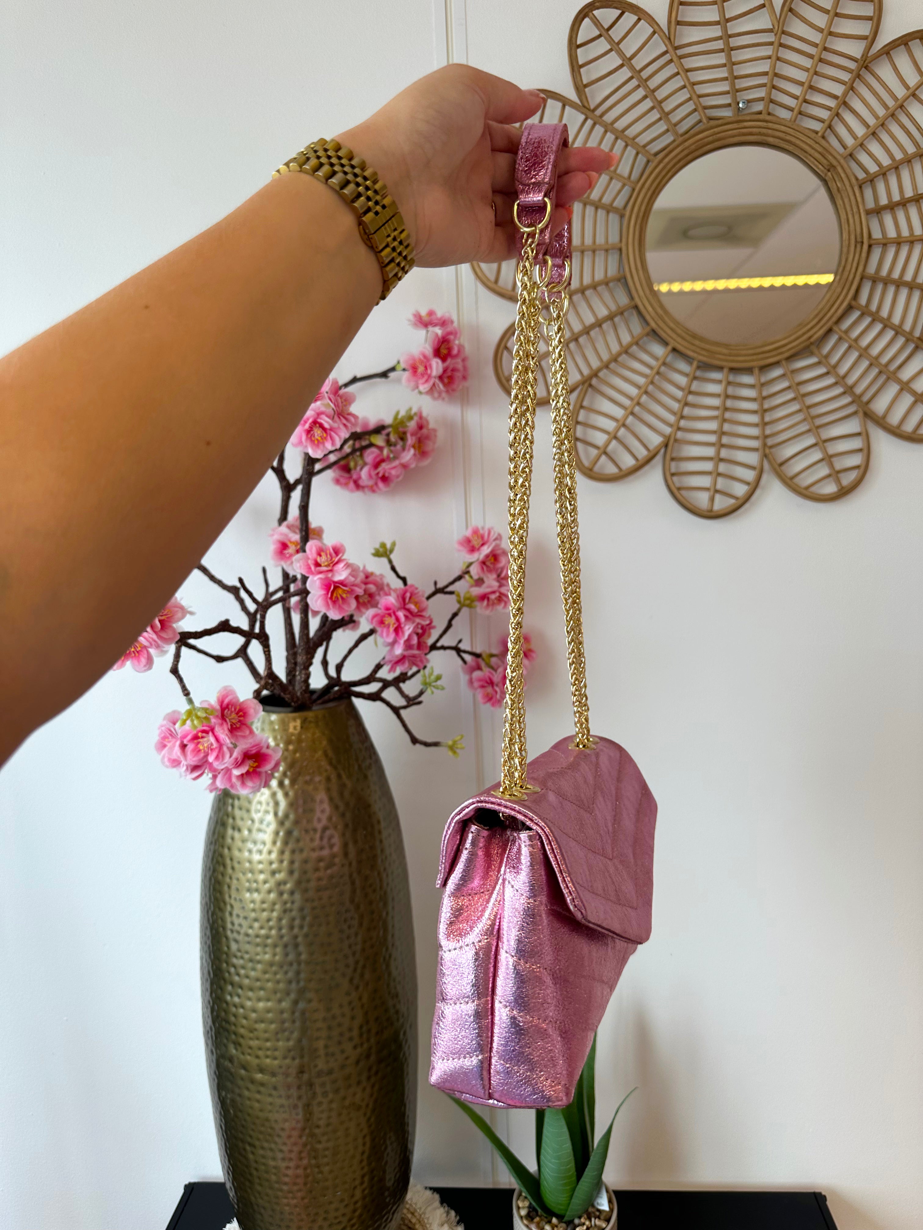 Metallic Tas | Licht roze