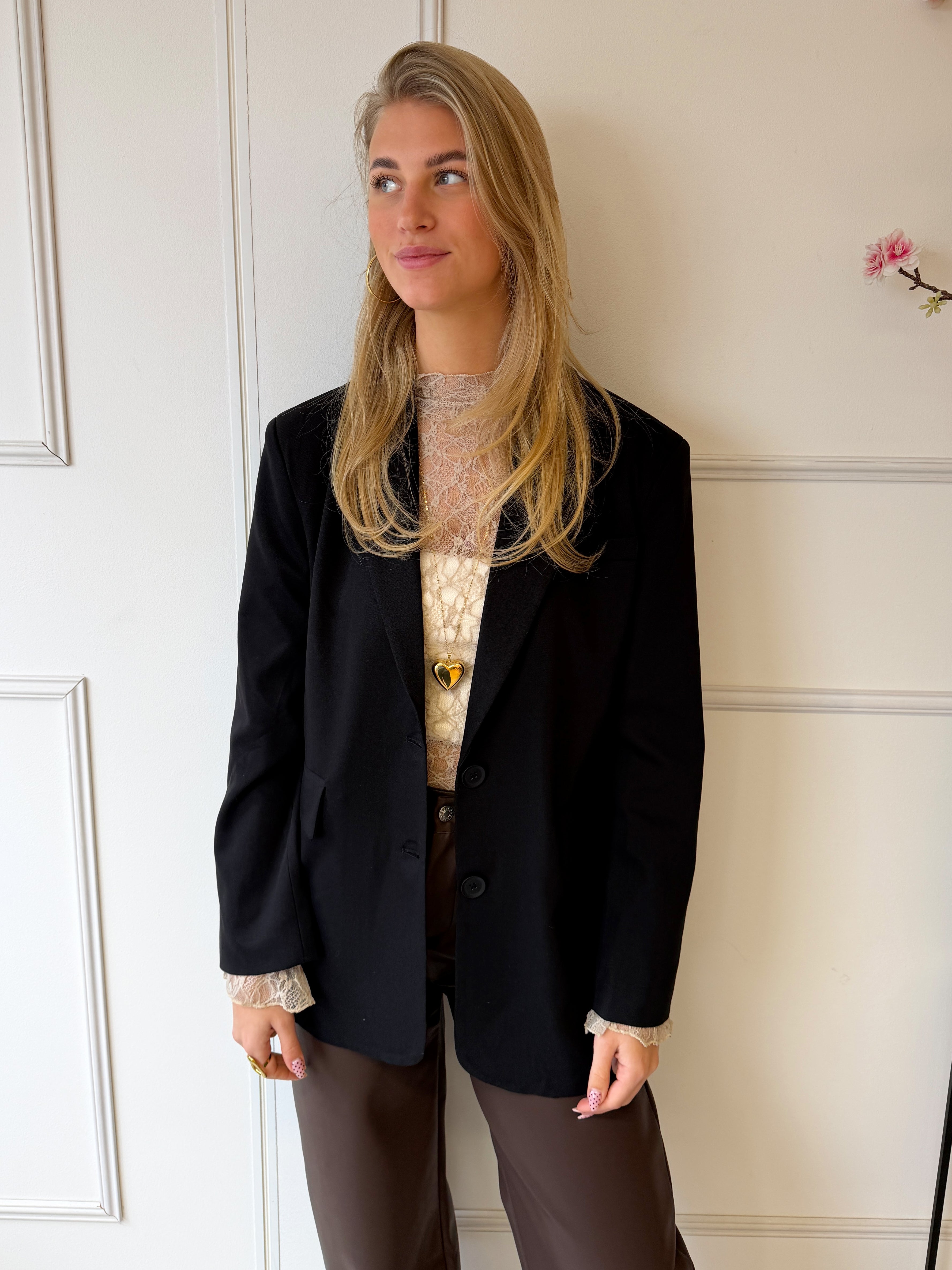 Unika Split Blazer | Zwart