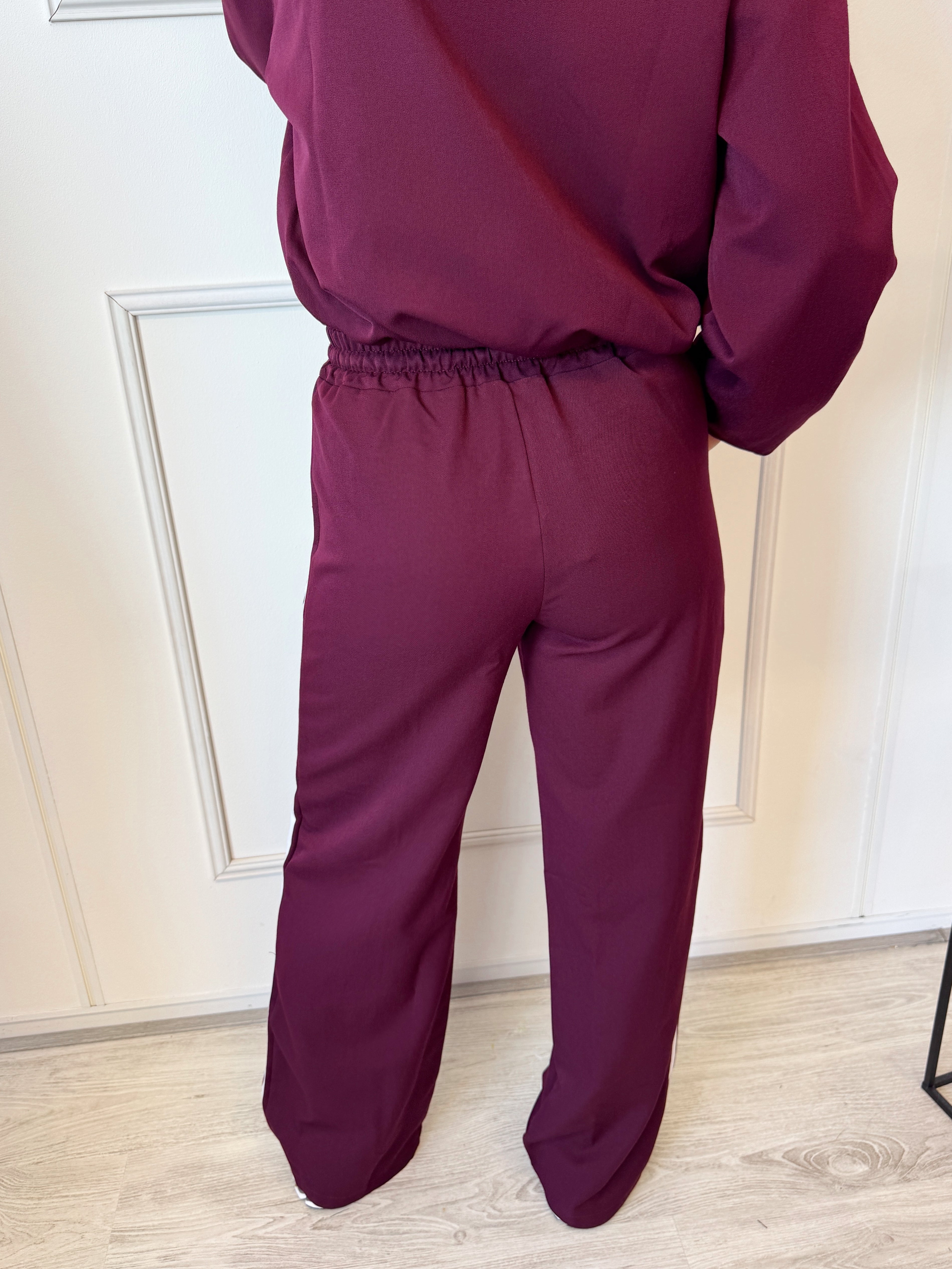 Straight Leg Stripe Pants | Bordeaux