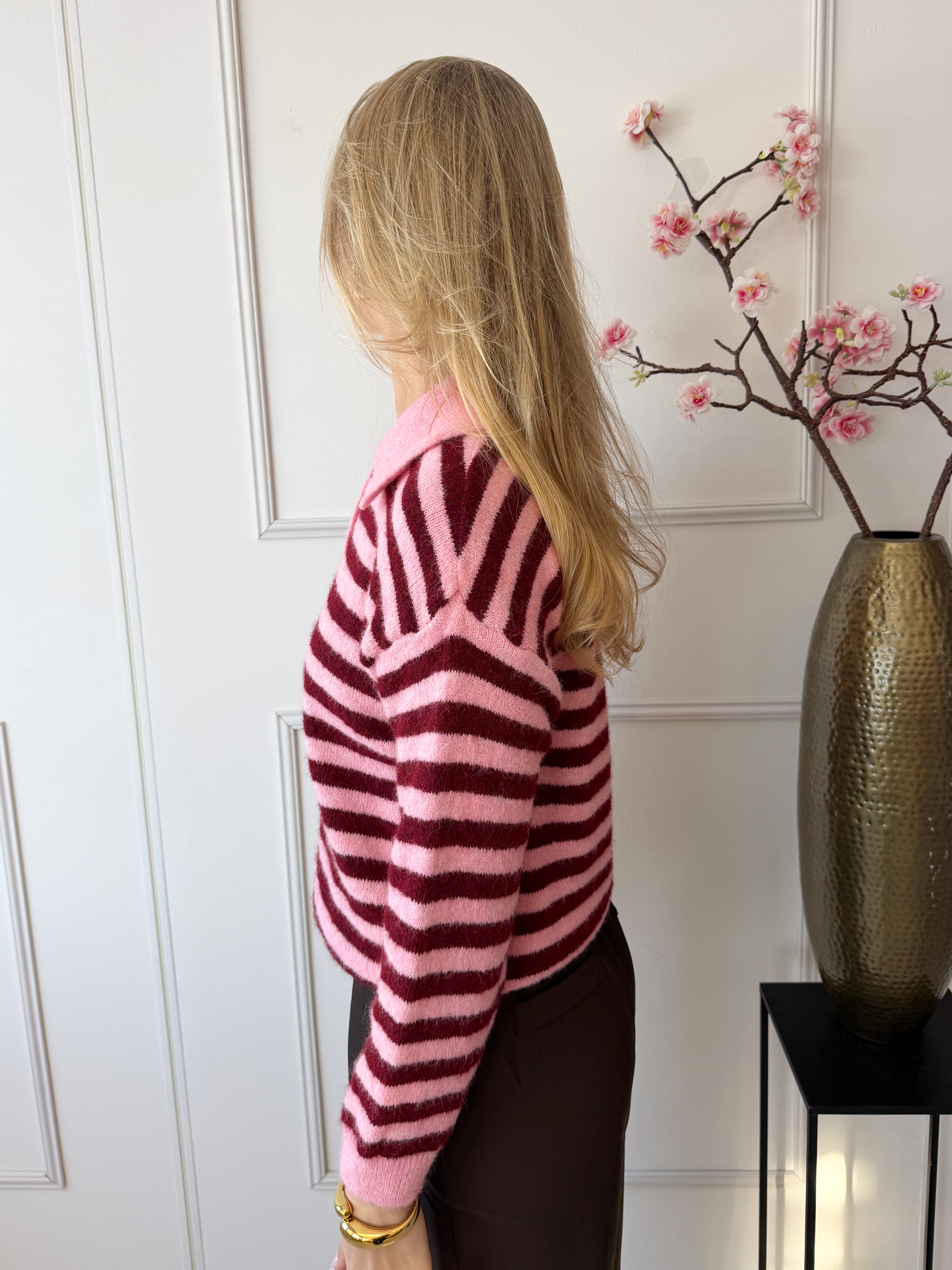 Jip Trui met kraag | Roze - Bordeaux