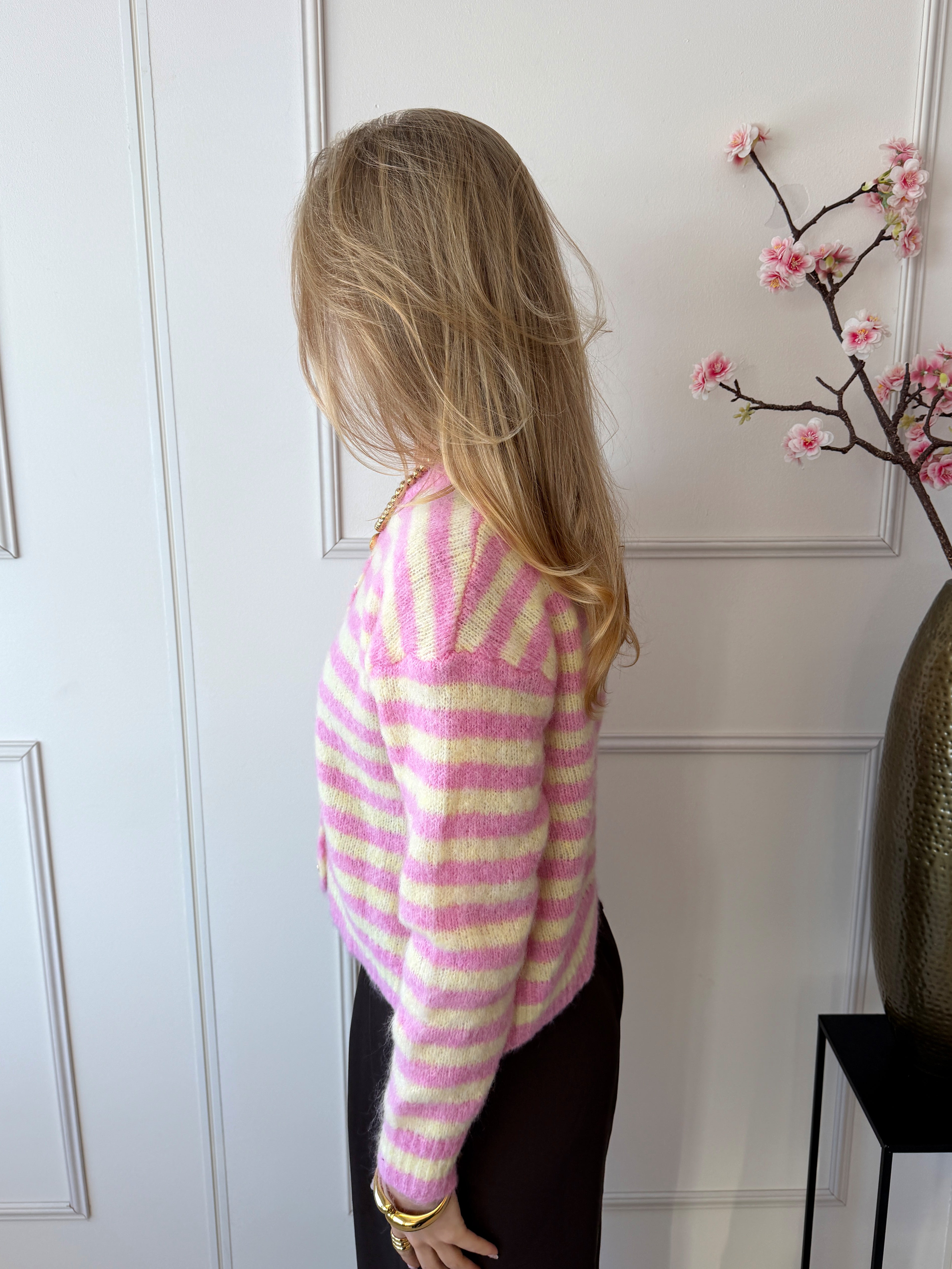 Kilky Stripe Trui | Roze / Geel