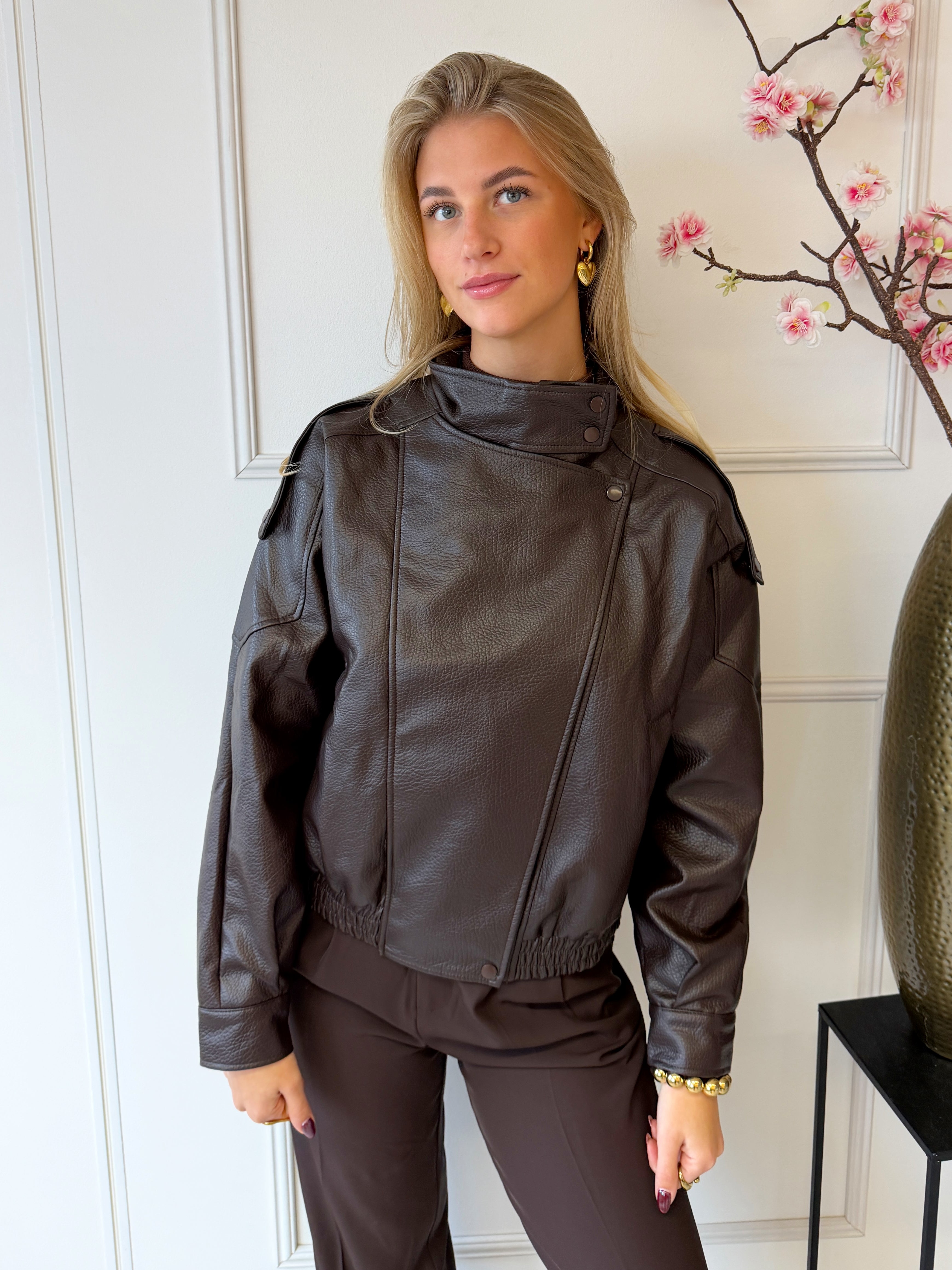 Inspired Leatherlook Jas | Bruin