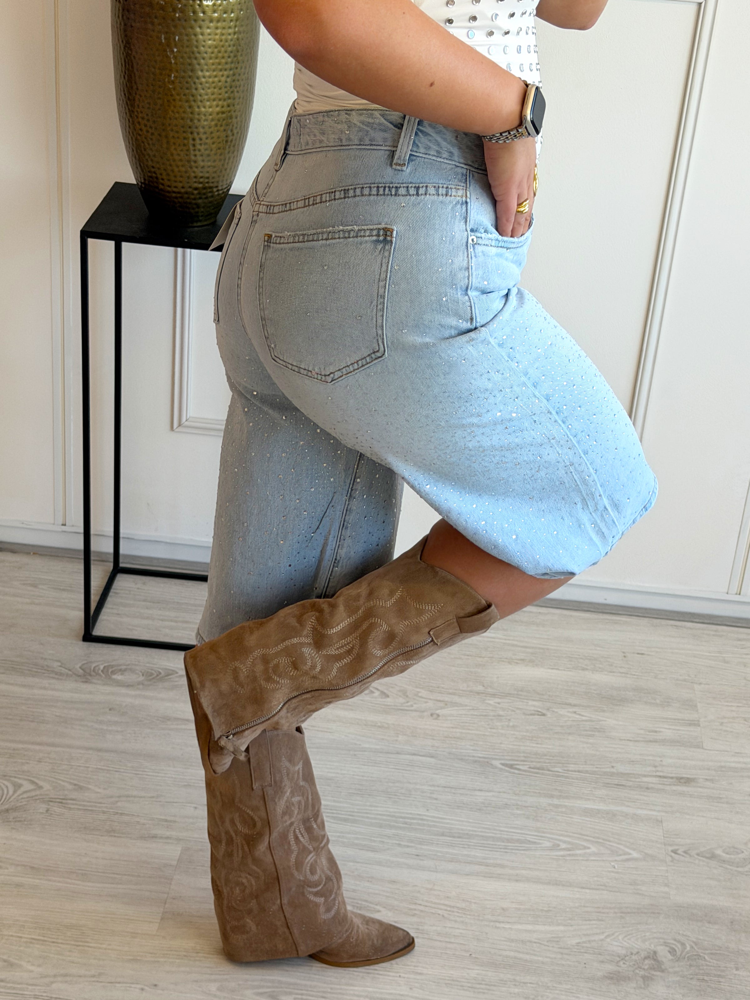 Glammy Denim Jorts | Light Blue