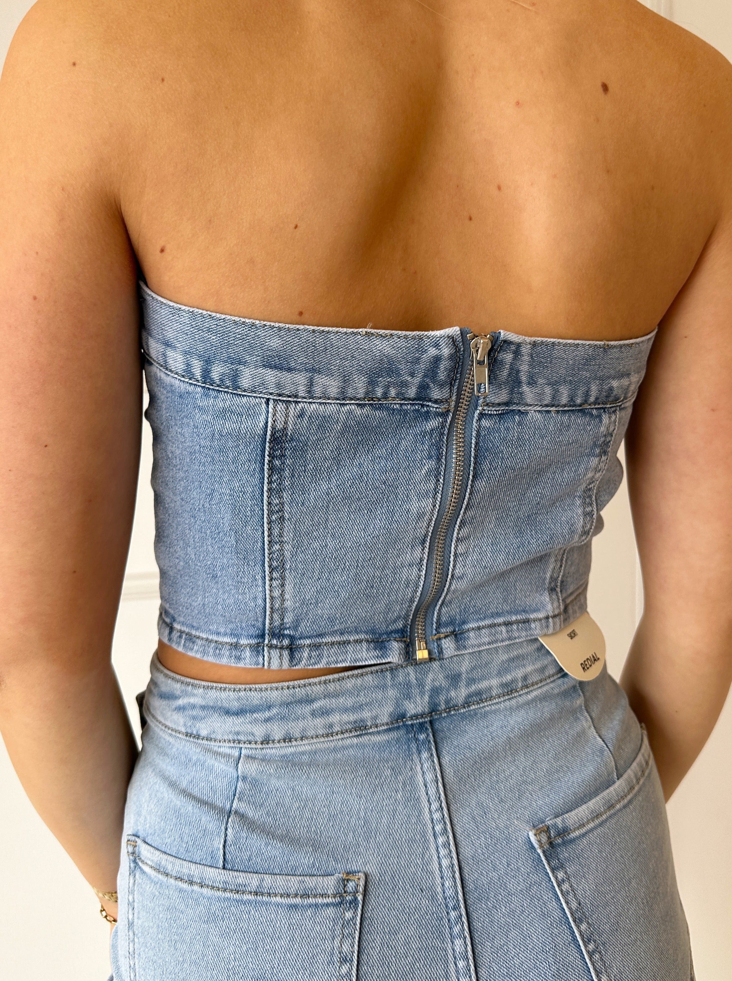 Denim Tube Top | Blauw