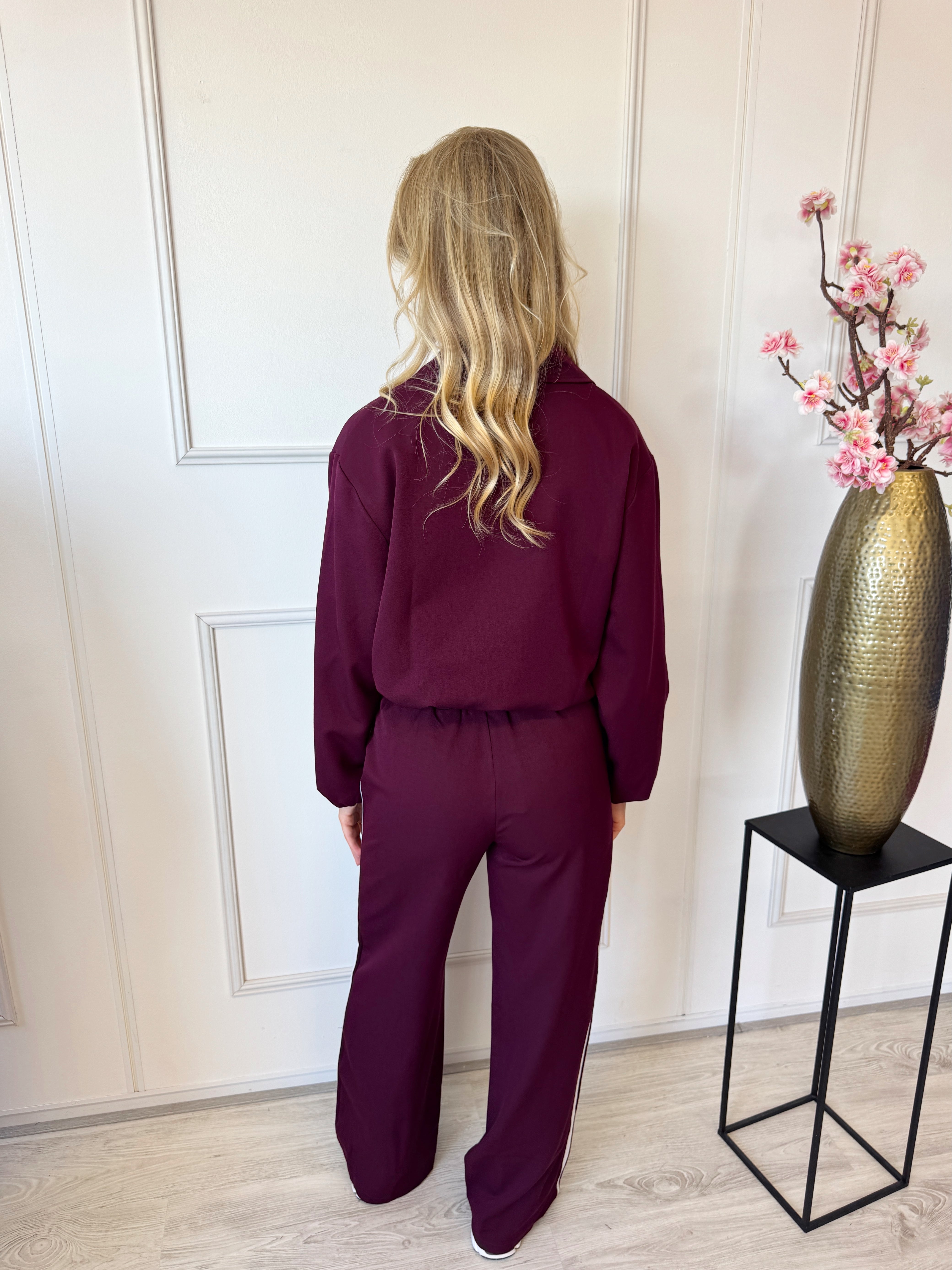 Straight Leg Stripe Pants | Bordeaux