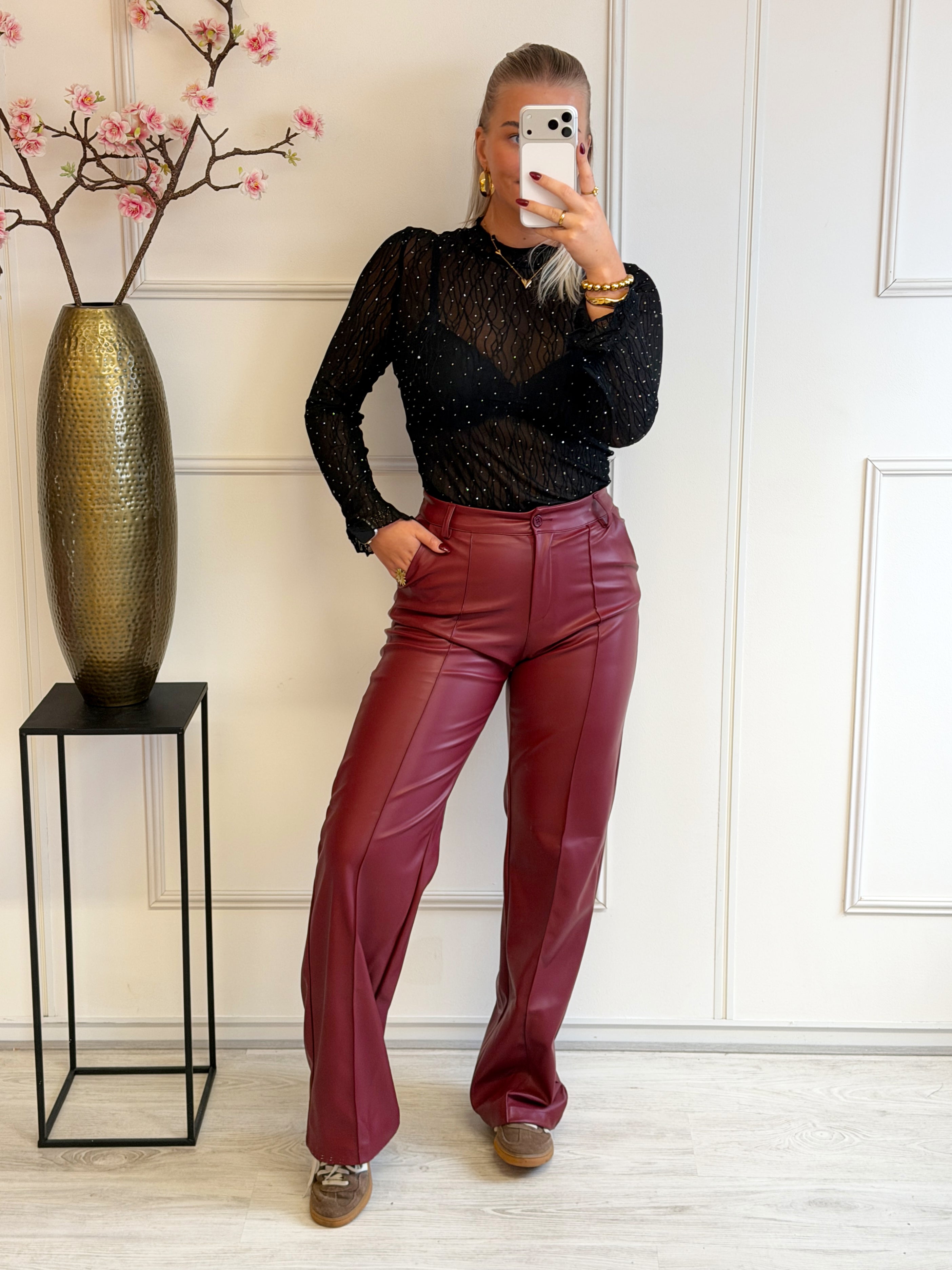Leatherlook Broek | Rood