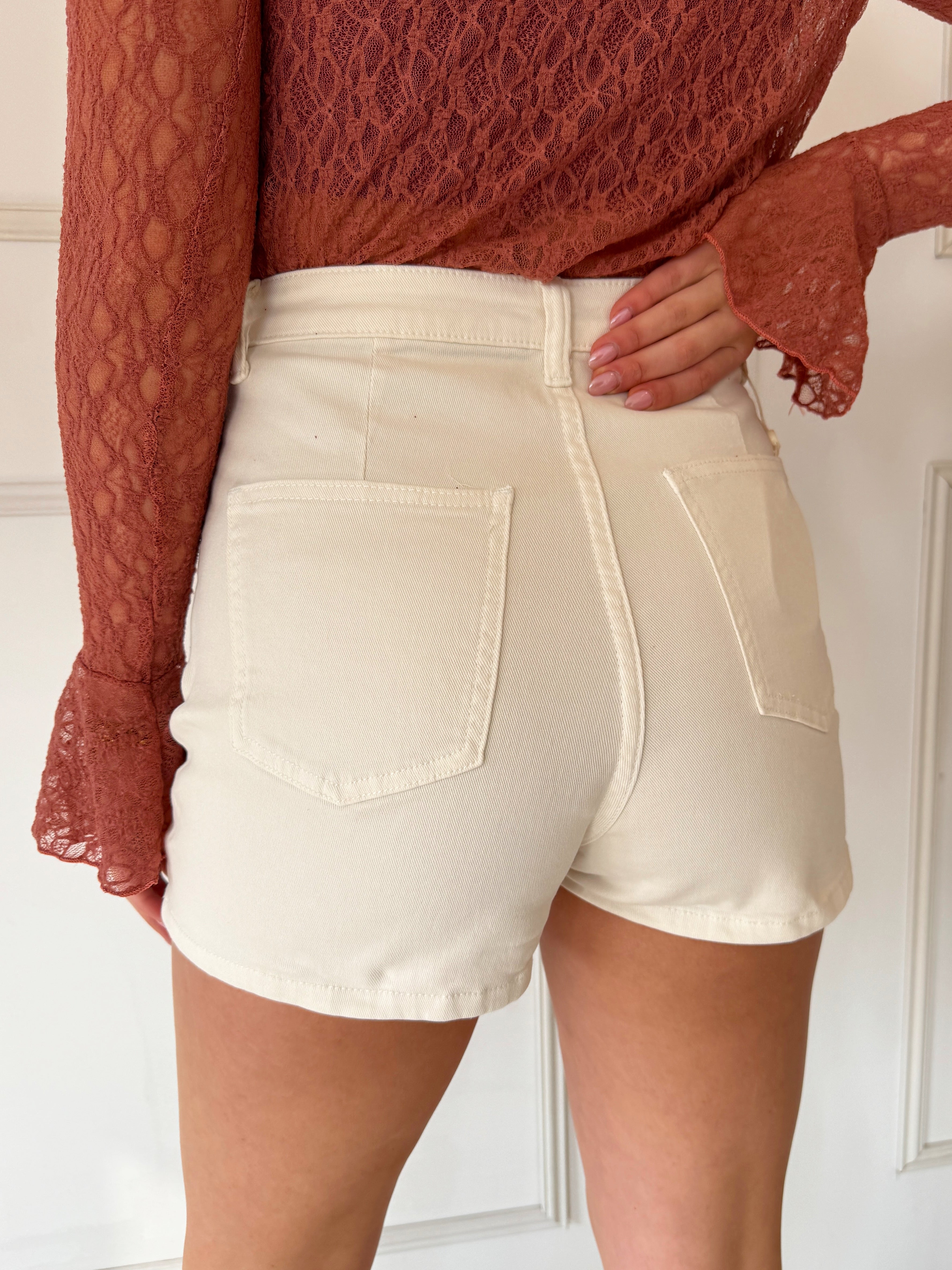 Denim Basic Stretchy Skort | Beige