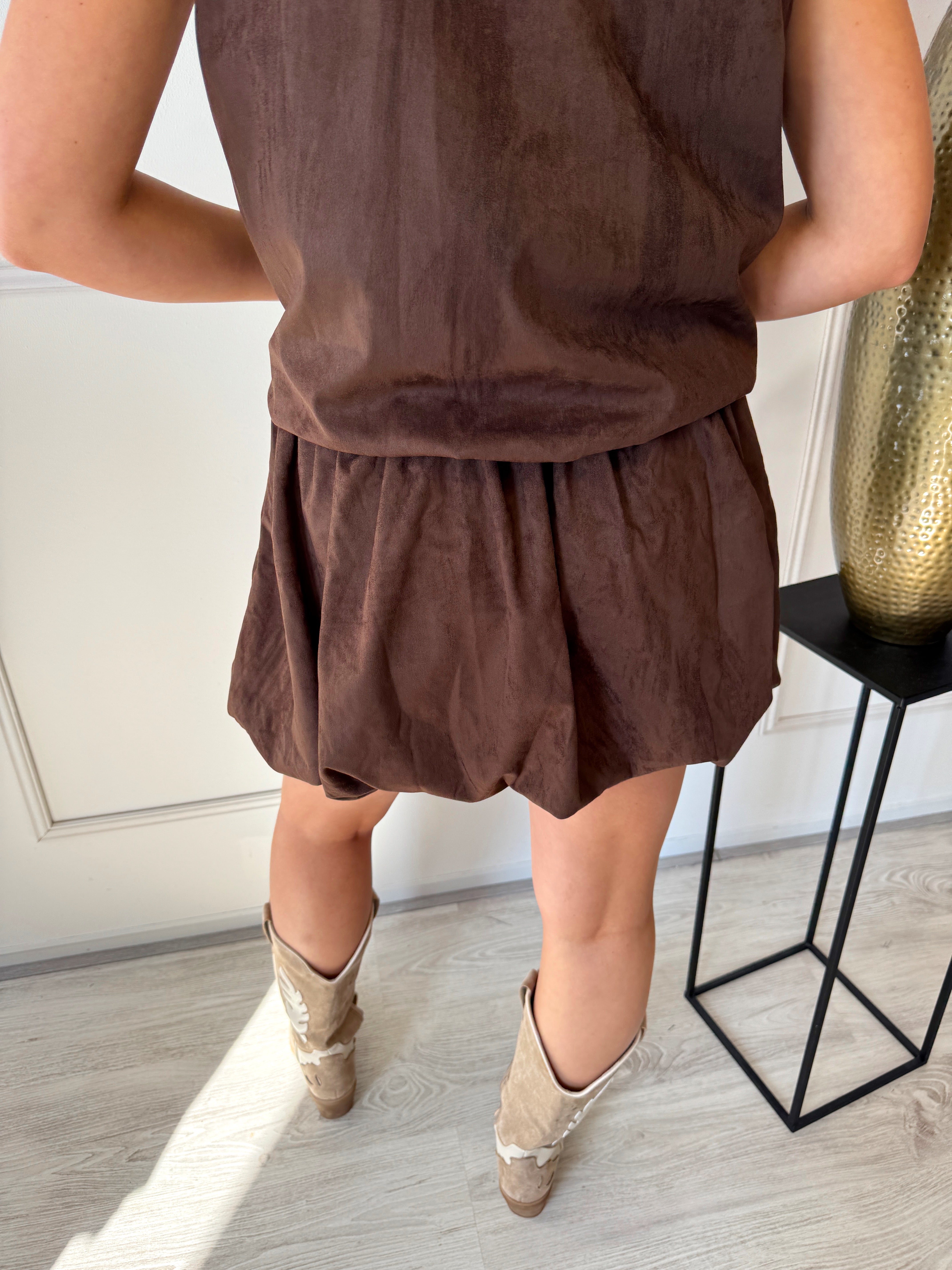 Isla Suede ballon rokje | Bruin