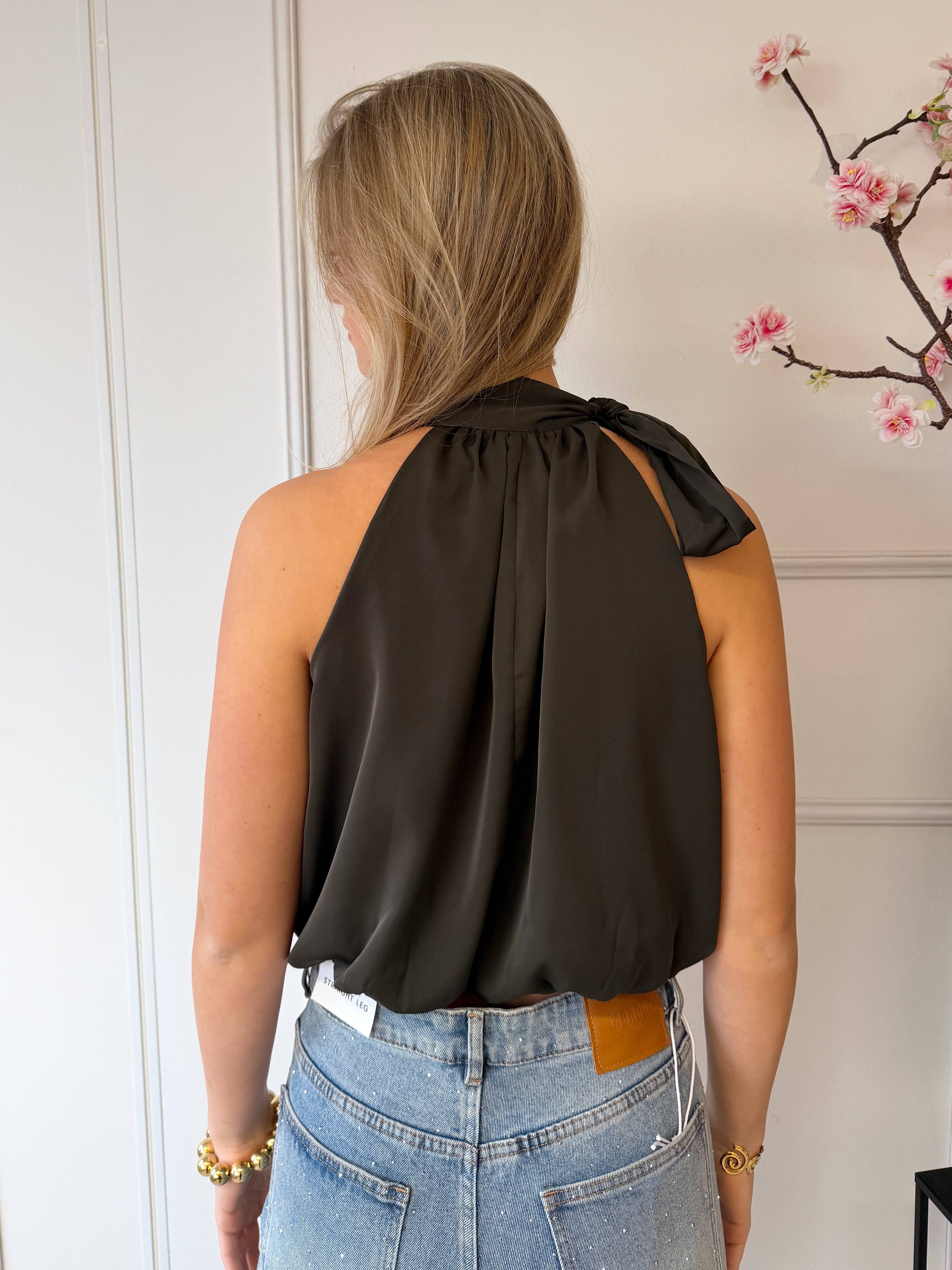 Satijnen Amy Top | Khaki