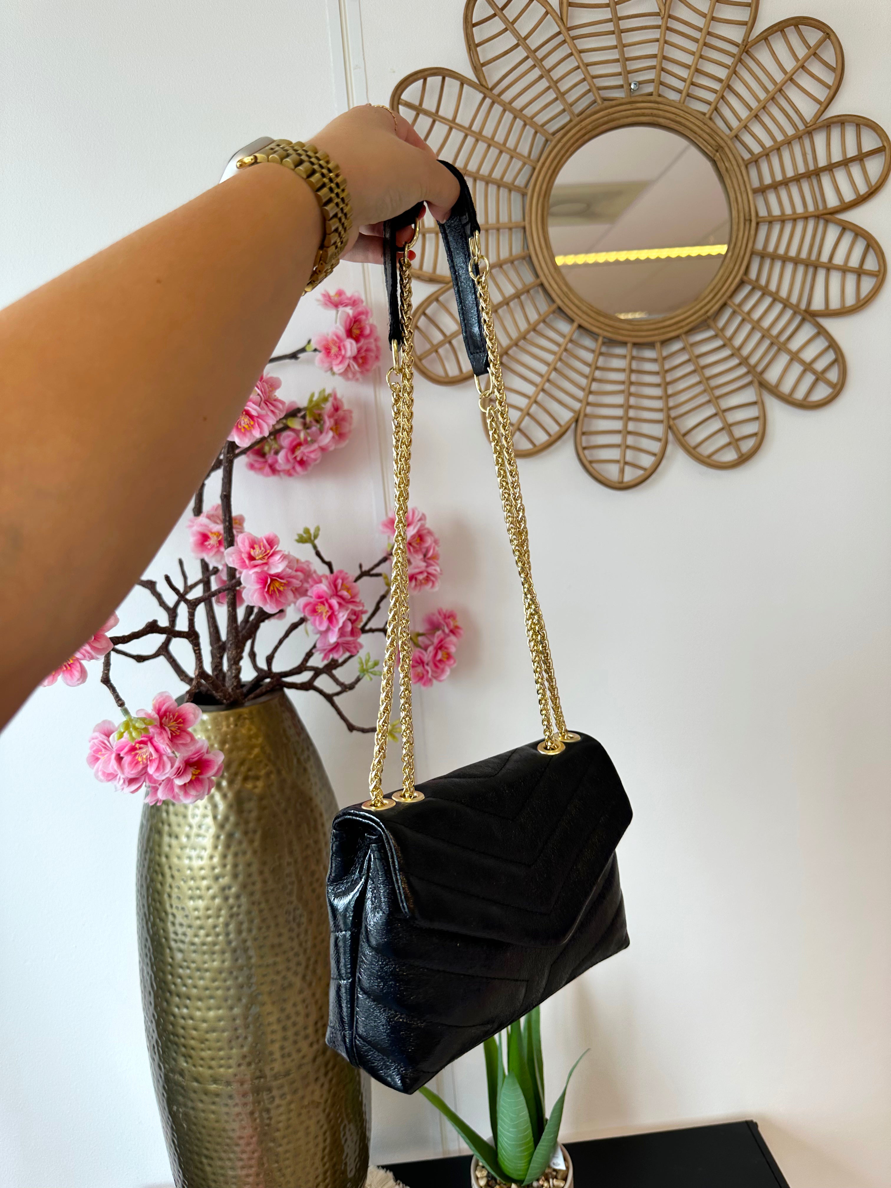 Metallic Coco Tas | Zwart