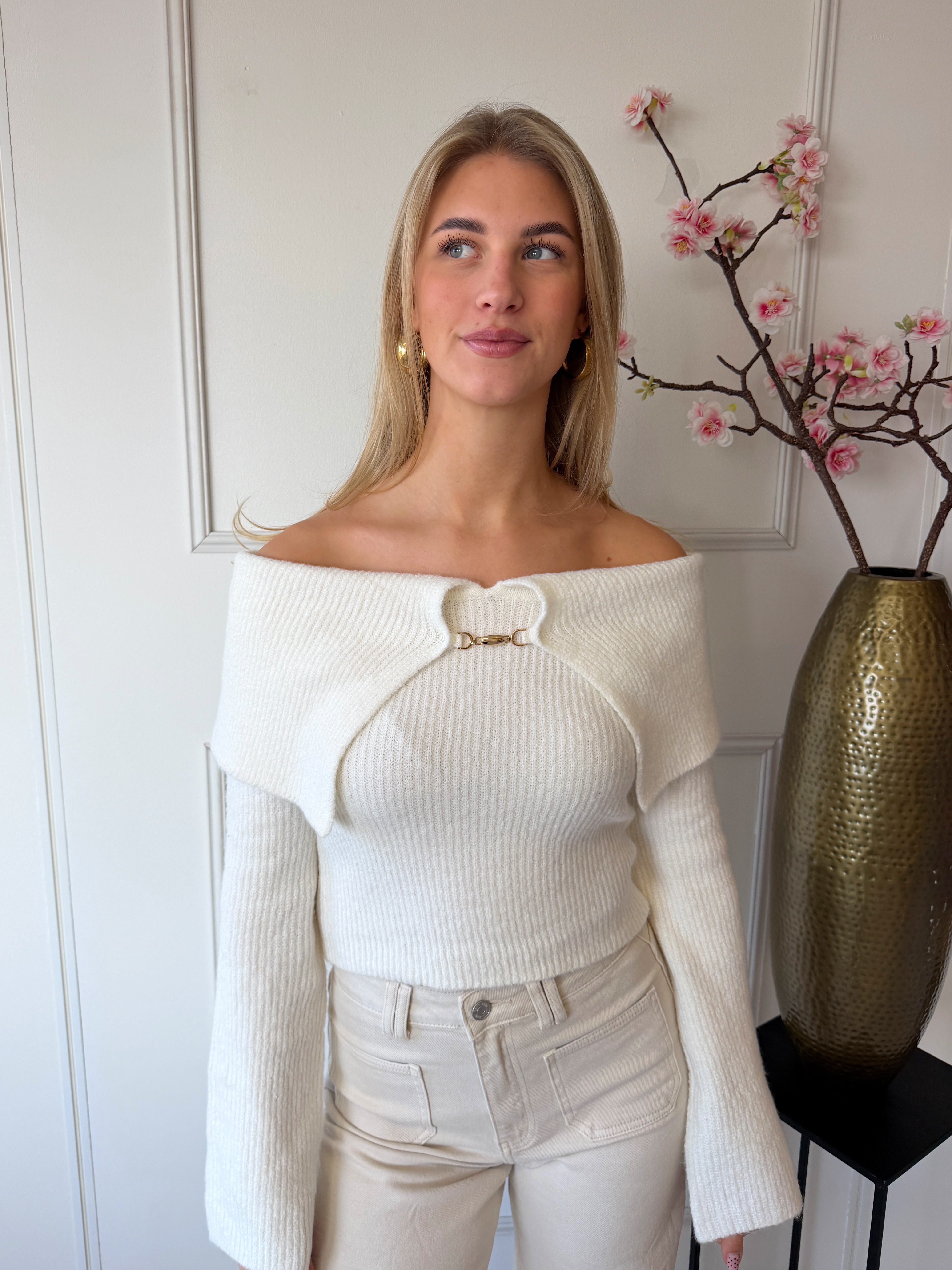 Kim Off Shoulder Trui | Wit