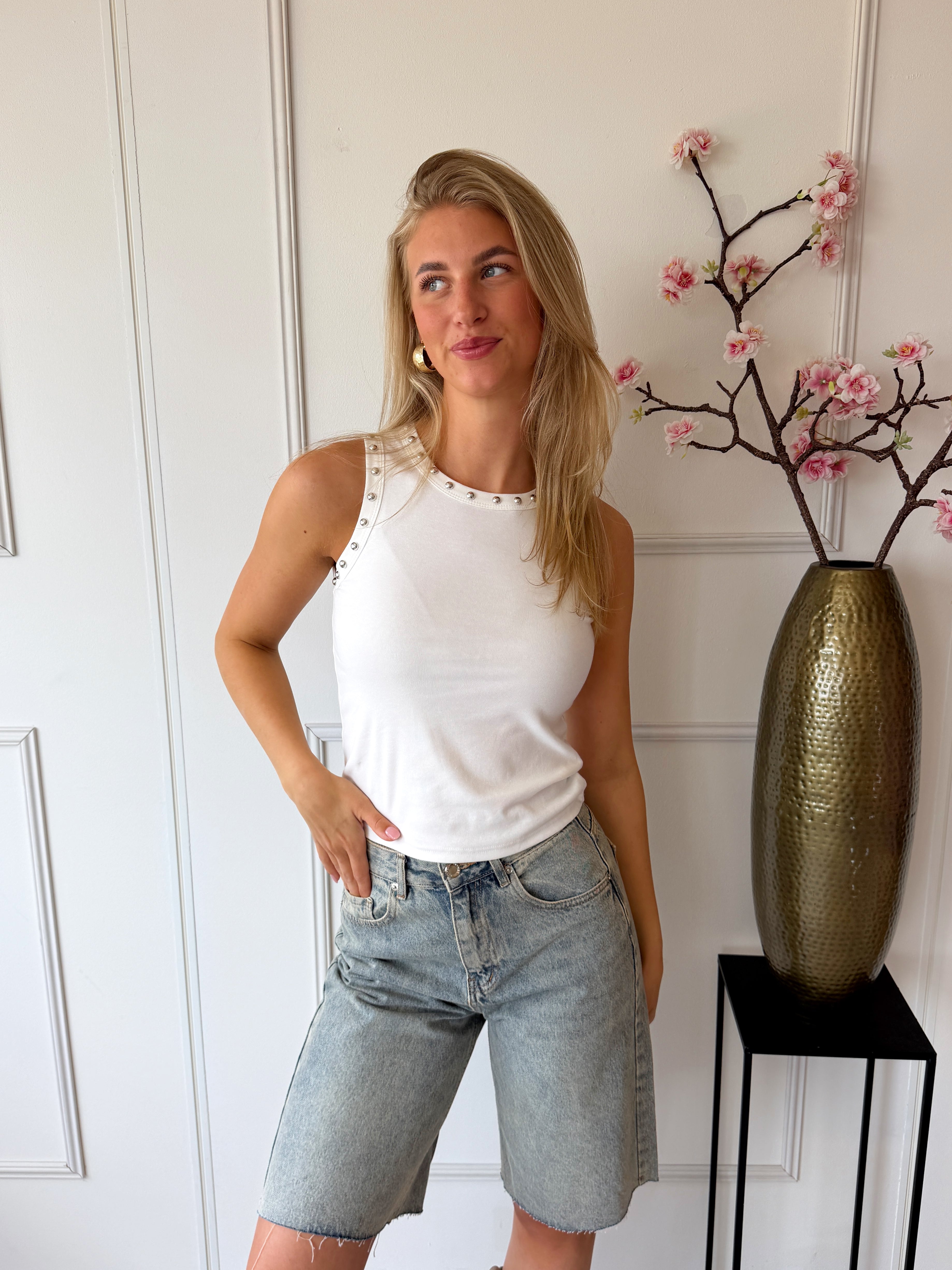 Frankie Top met Studs | Wit
