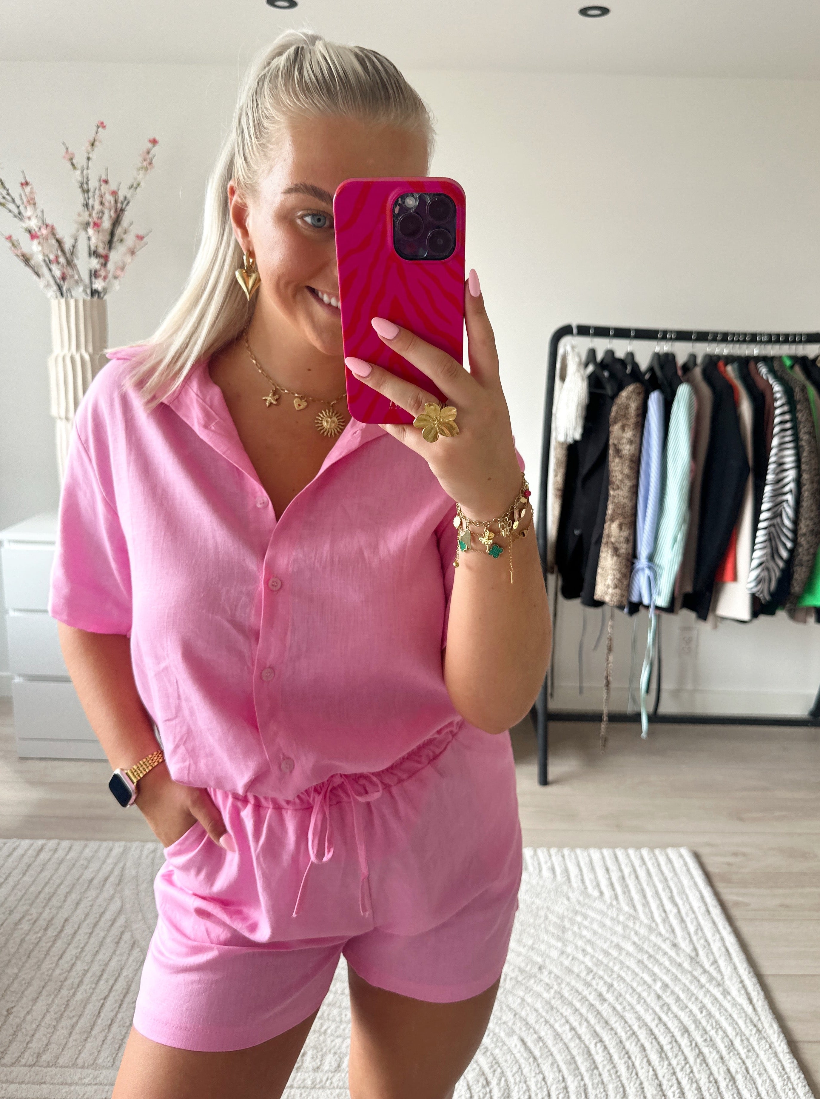Linnen Blouse | Roze