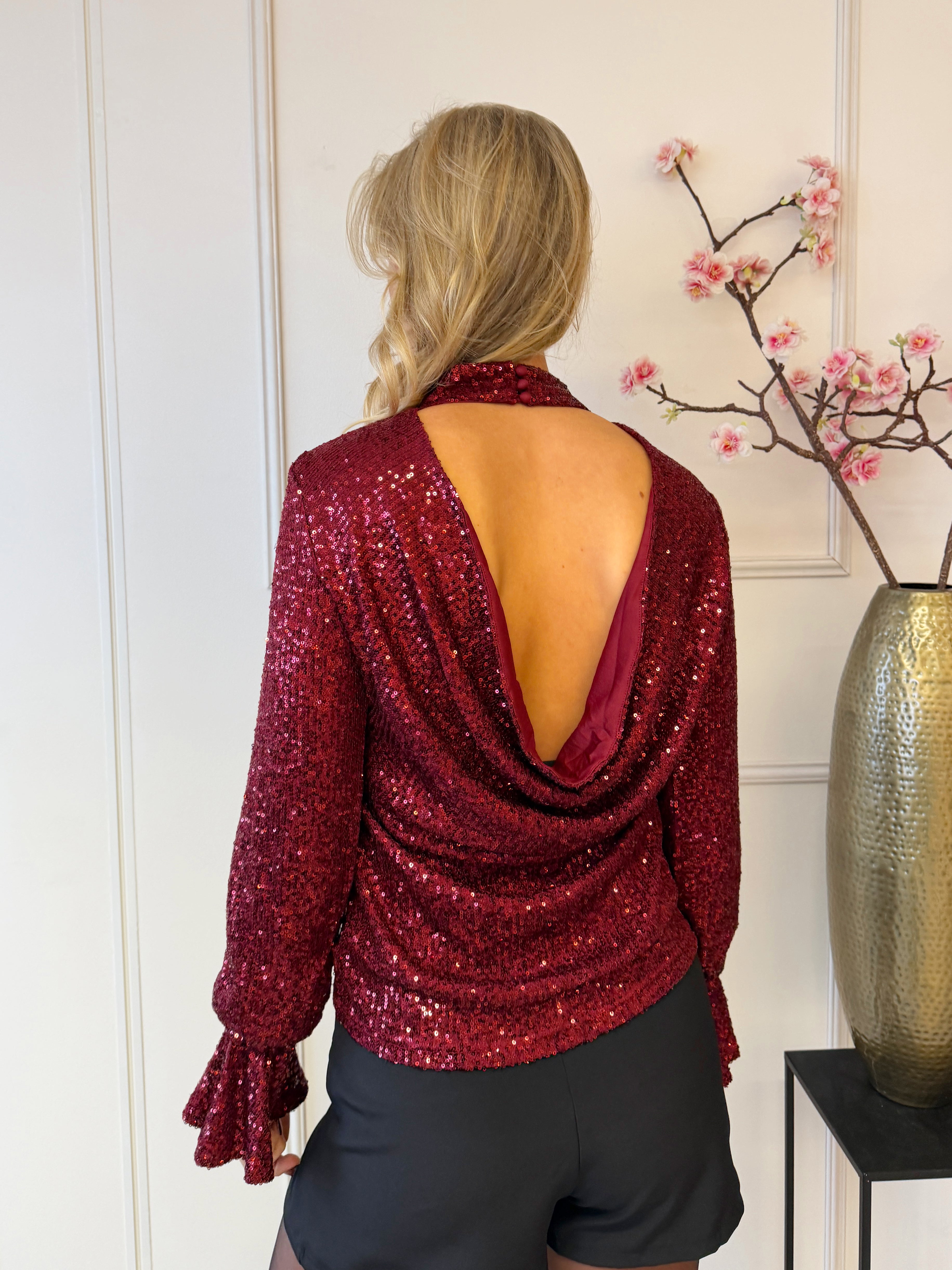 Glitter Waterval Top | Rood