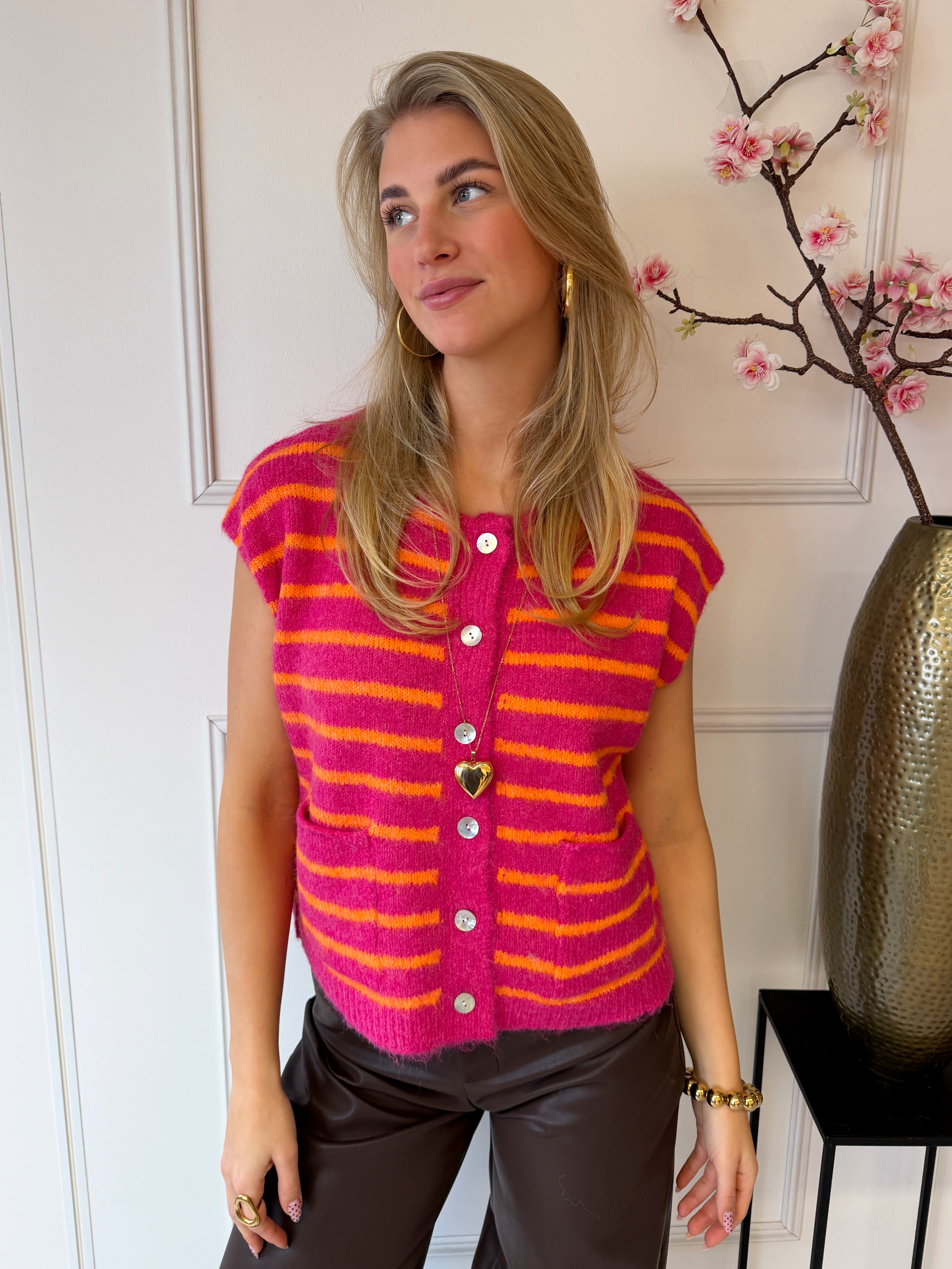 Musy Gilet Vest | Roze - Oranje
