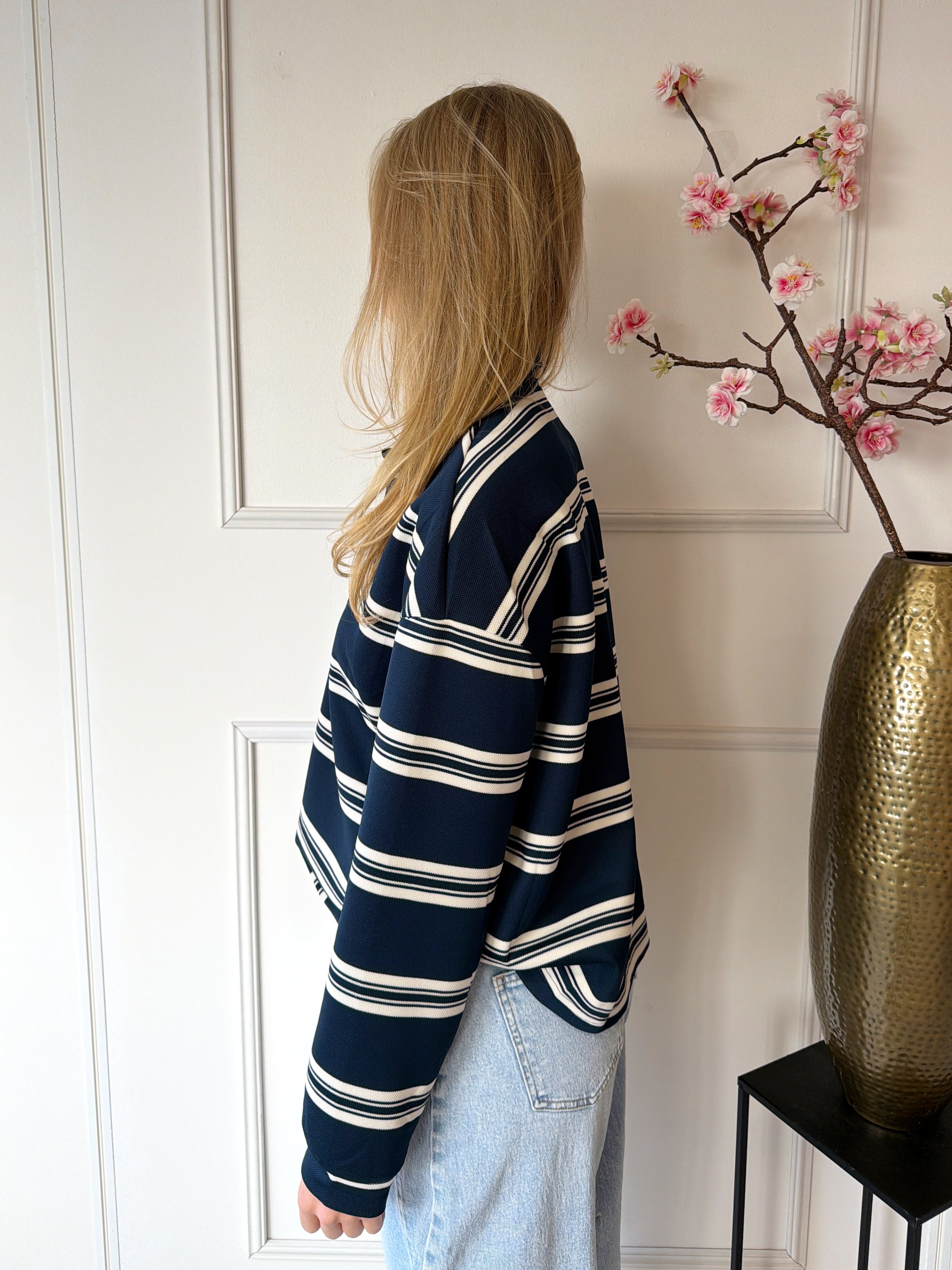 Striped Polo | Navy Blauw