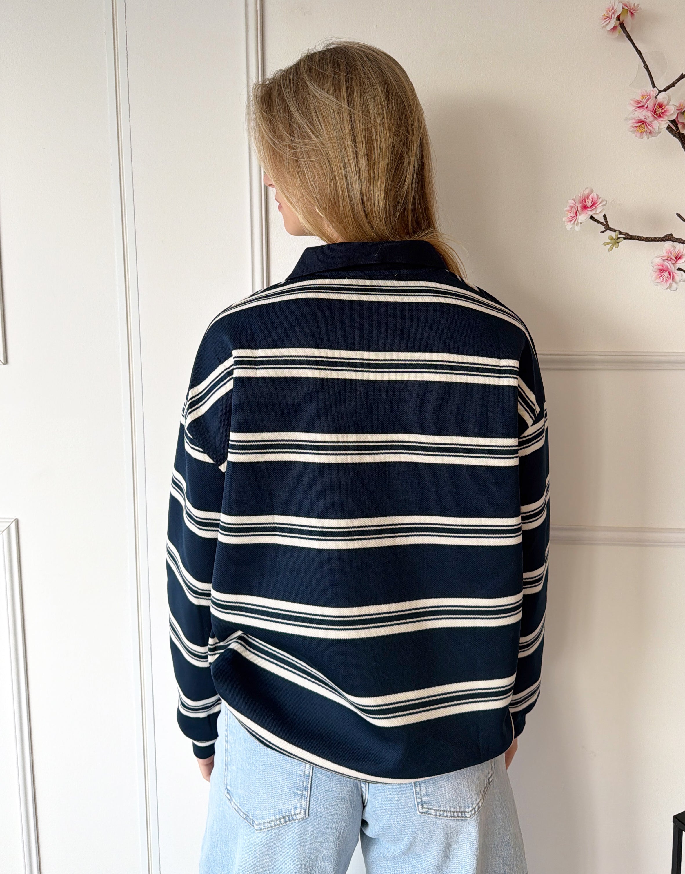 Striped Polo | Navy Blauw