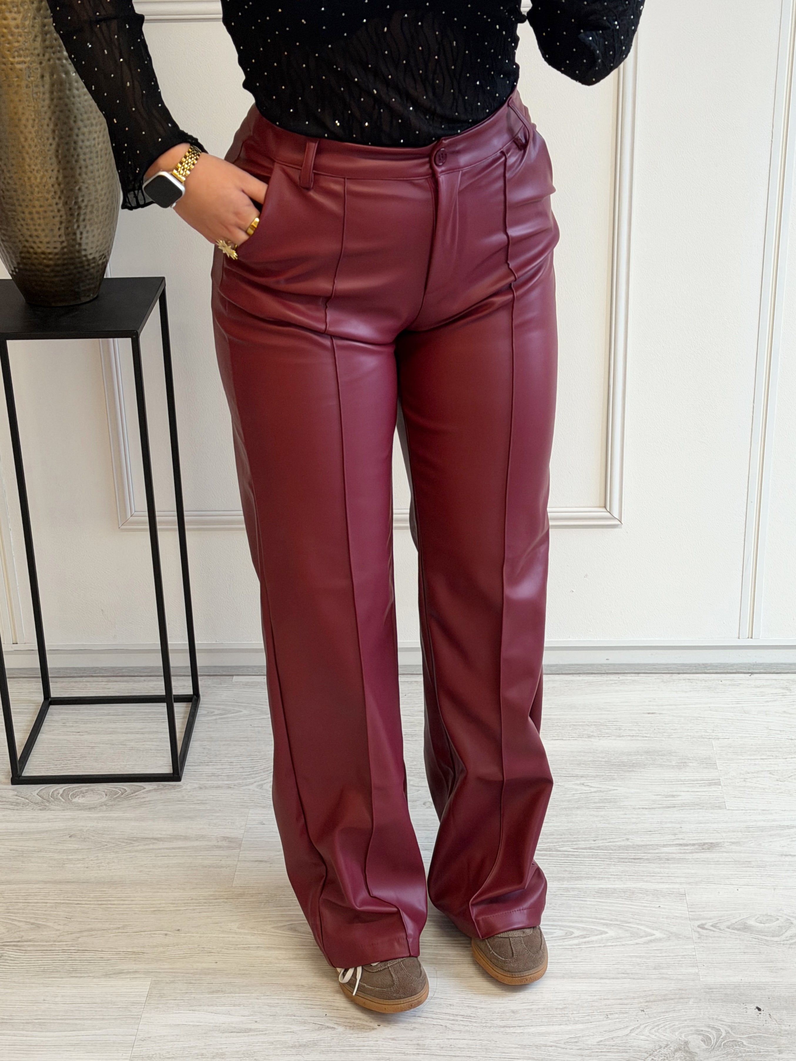 Leatherlook Broek | Rood