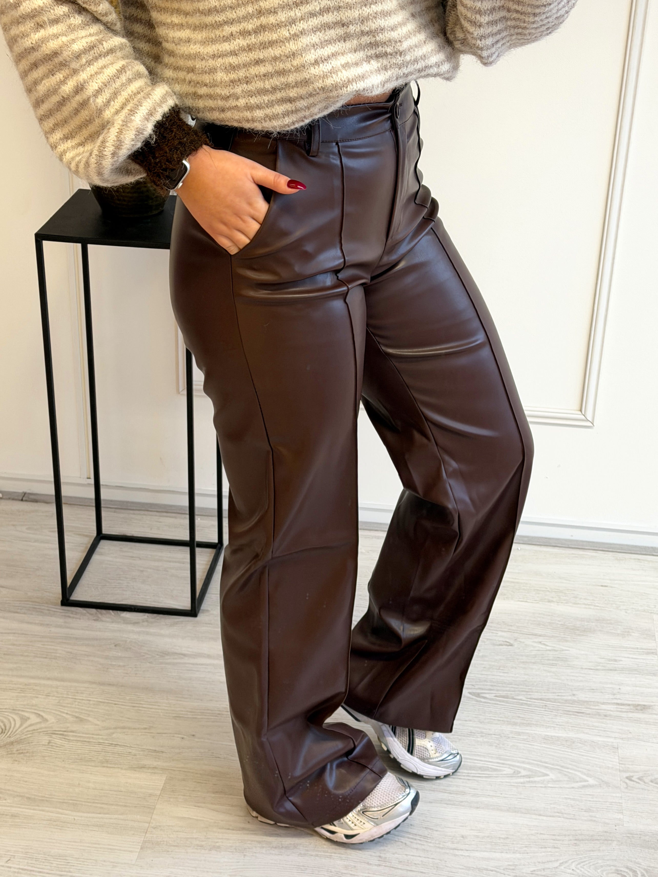 Leatherlook Broek | Bruin
