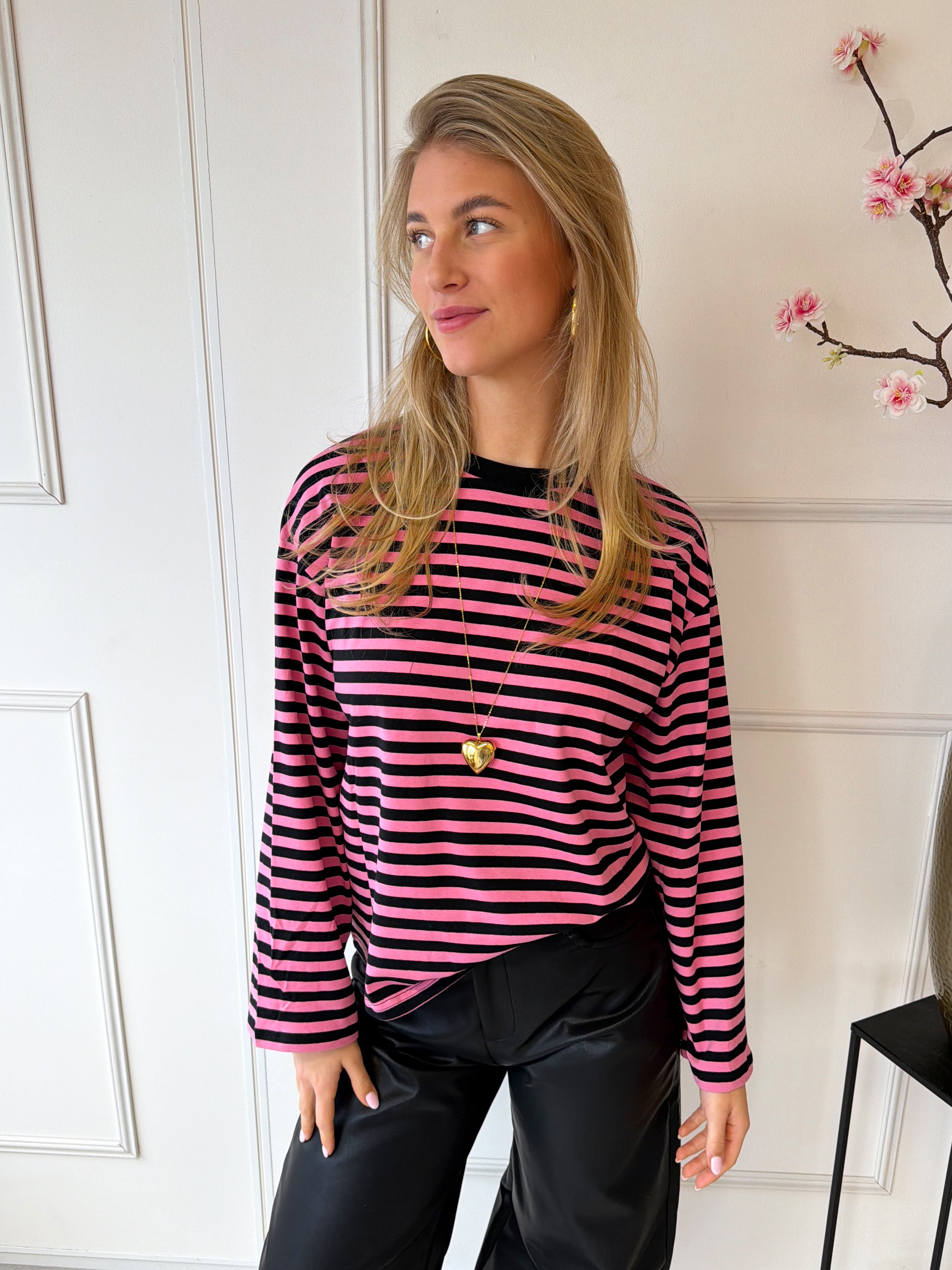 Long Sleeve Striped | Roze - Zwart