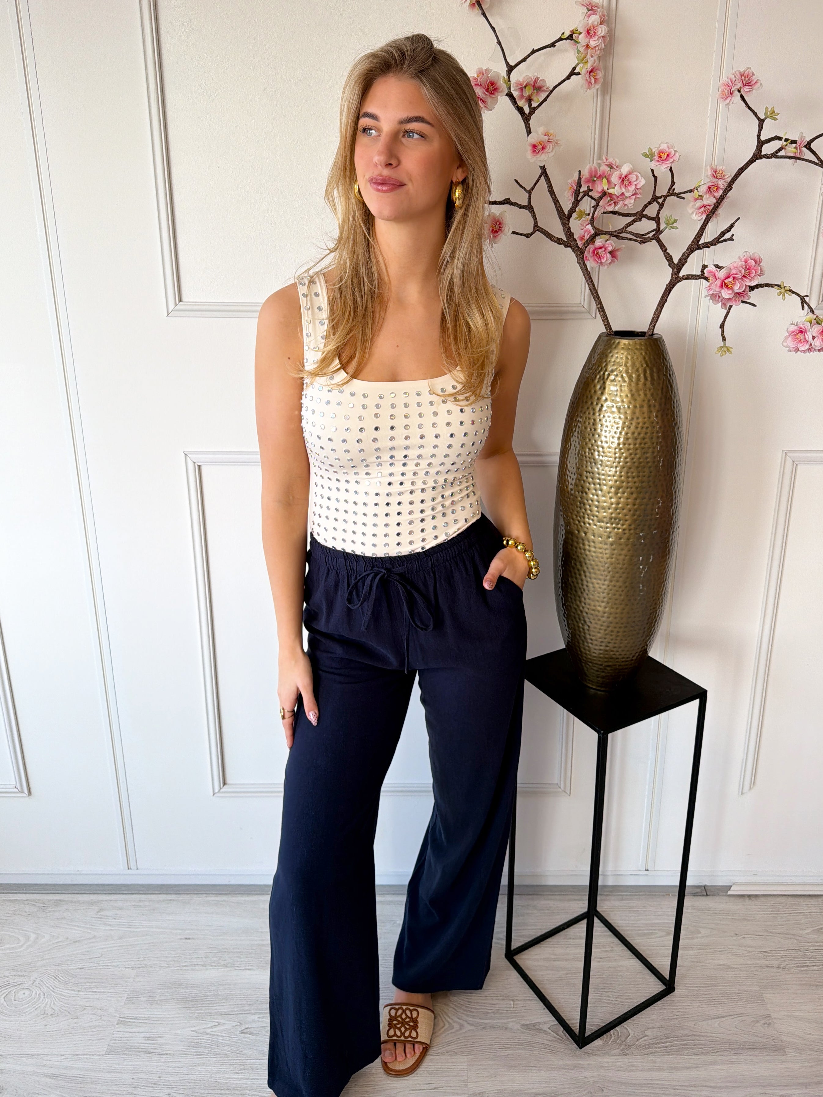 Linnen Broek | Navy
