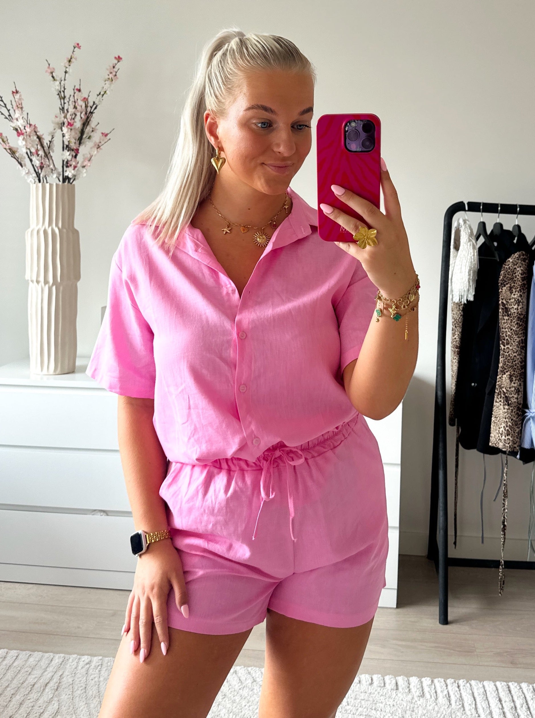 Linnen Short | Roze