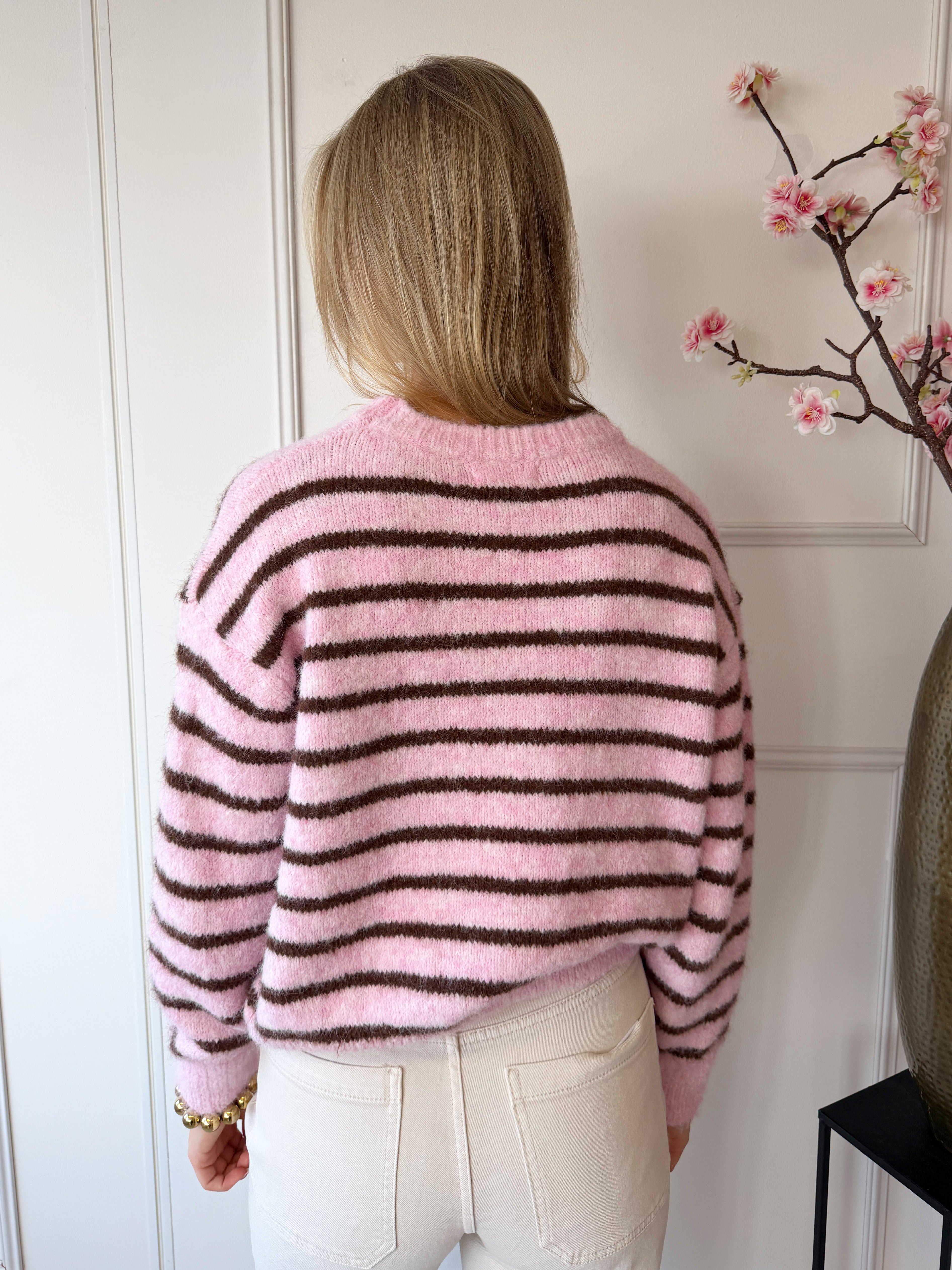 Sophie Striped Trui | Roze - Bruin