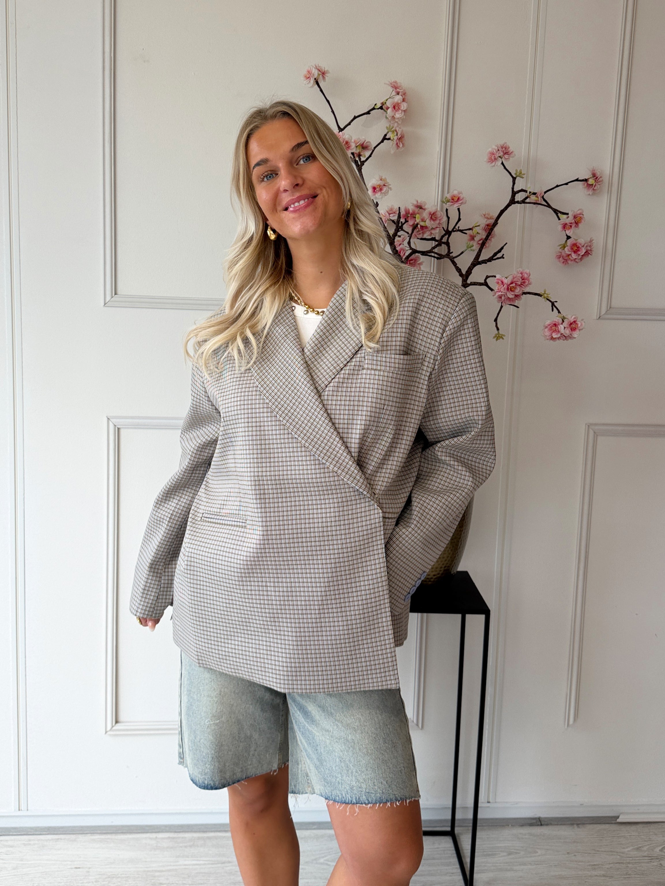 Jill Geruite Blazer | Jasmijn Blue Plaid