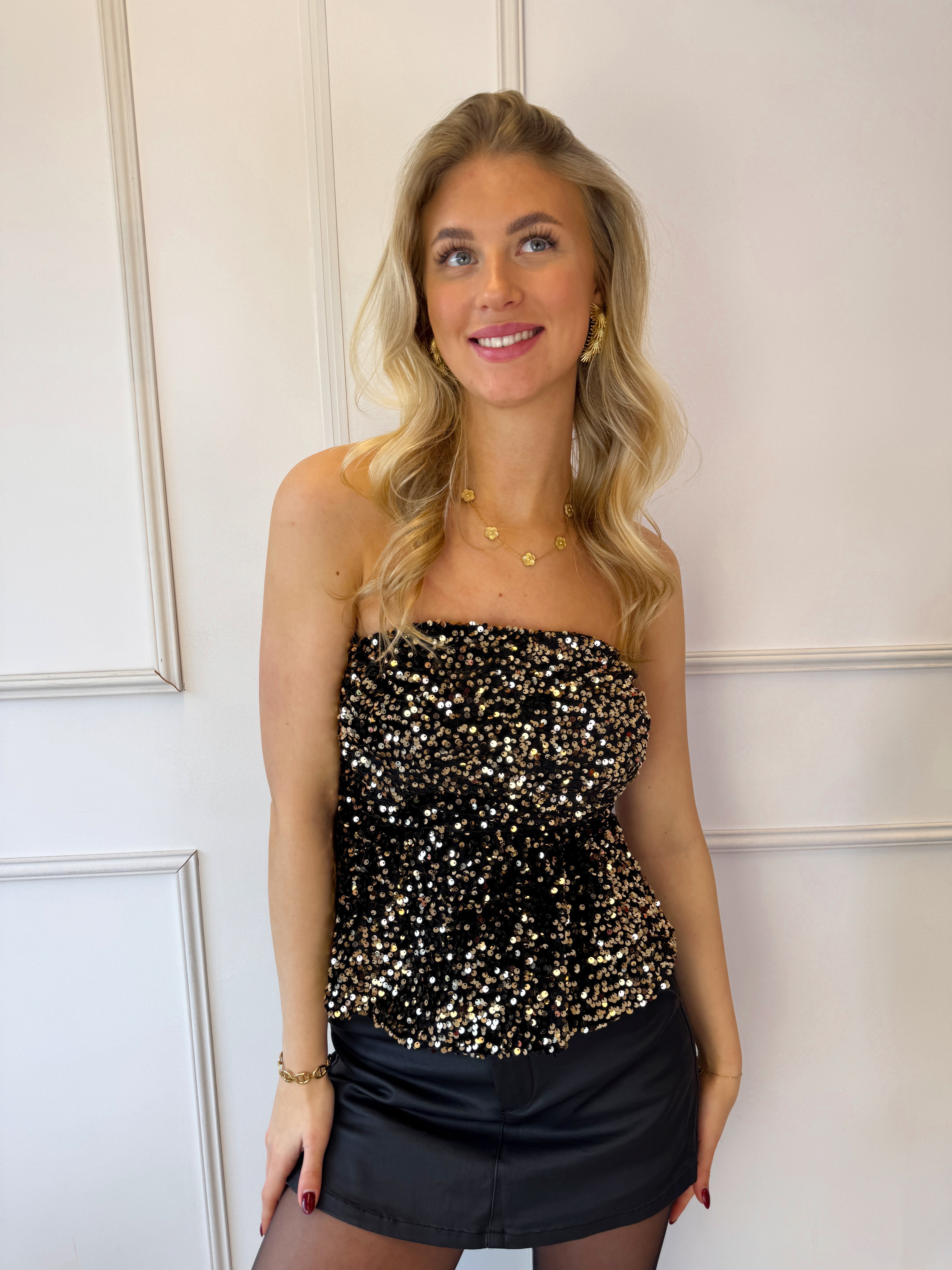Dokota Glitter Top | Goud
